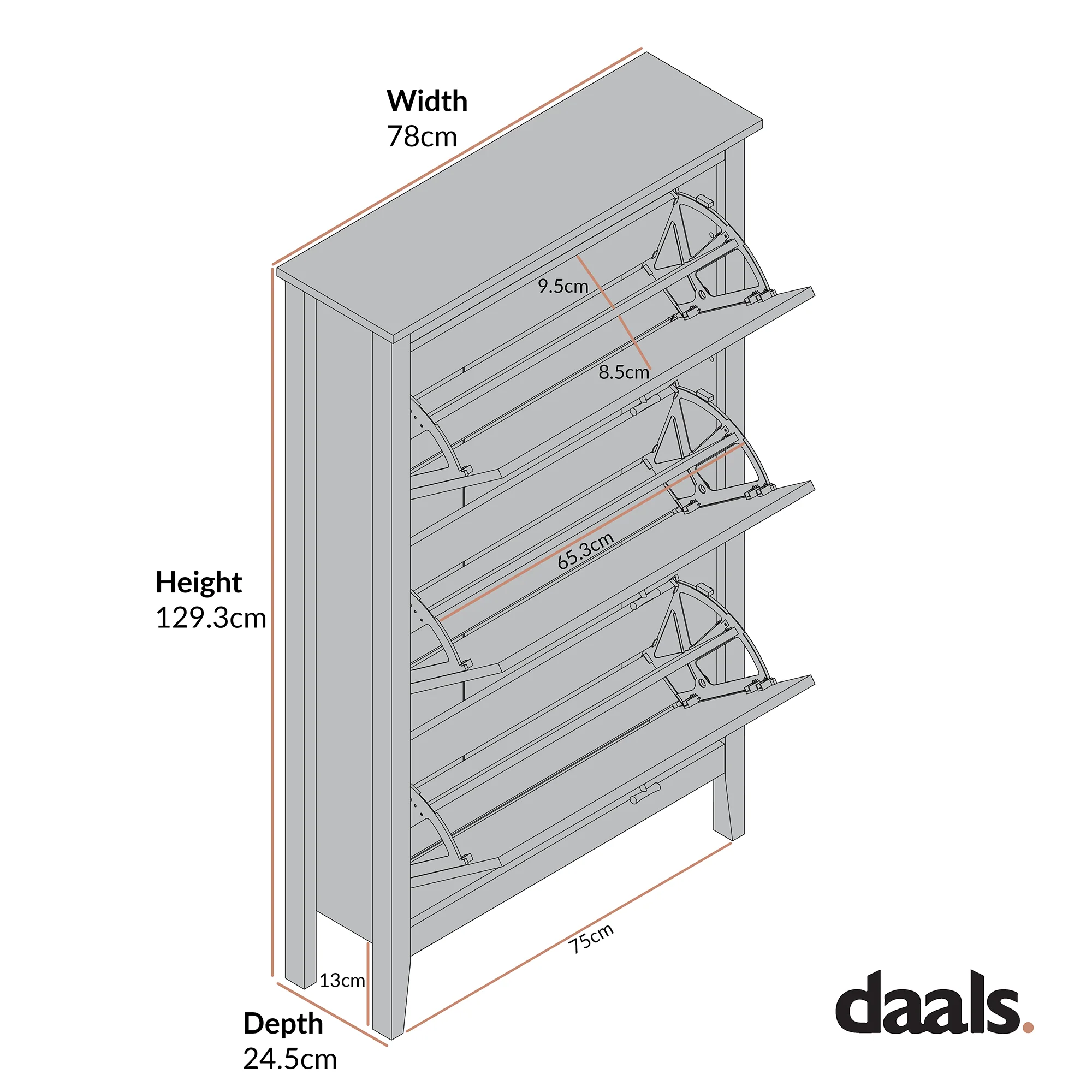 Oakham 3-Tier Shoe Cabinet, Desert Sage - Image 3
