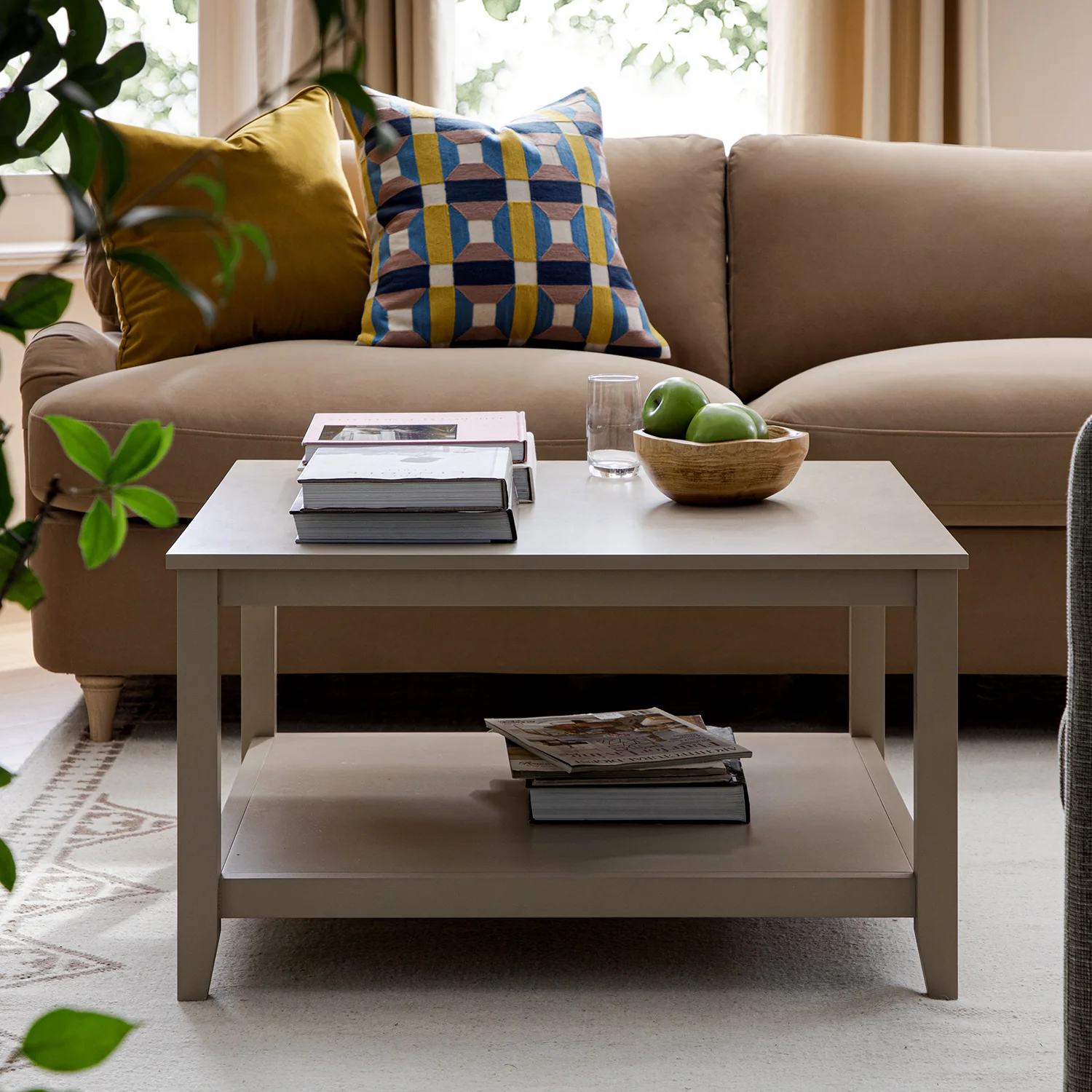 Oakham 80cm Square Coffee Table, Deep Greige - Image 3