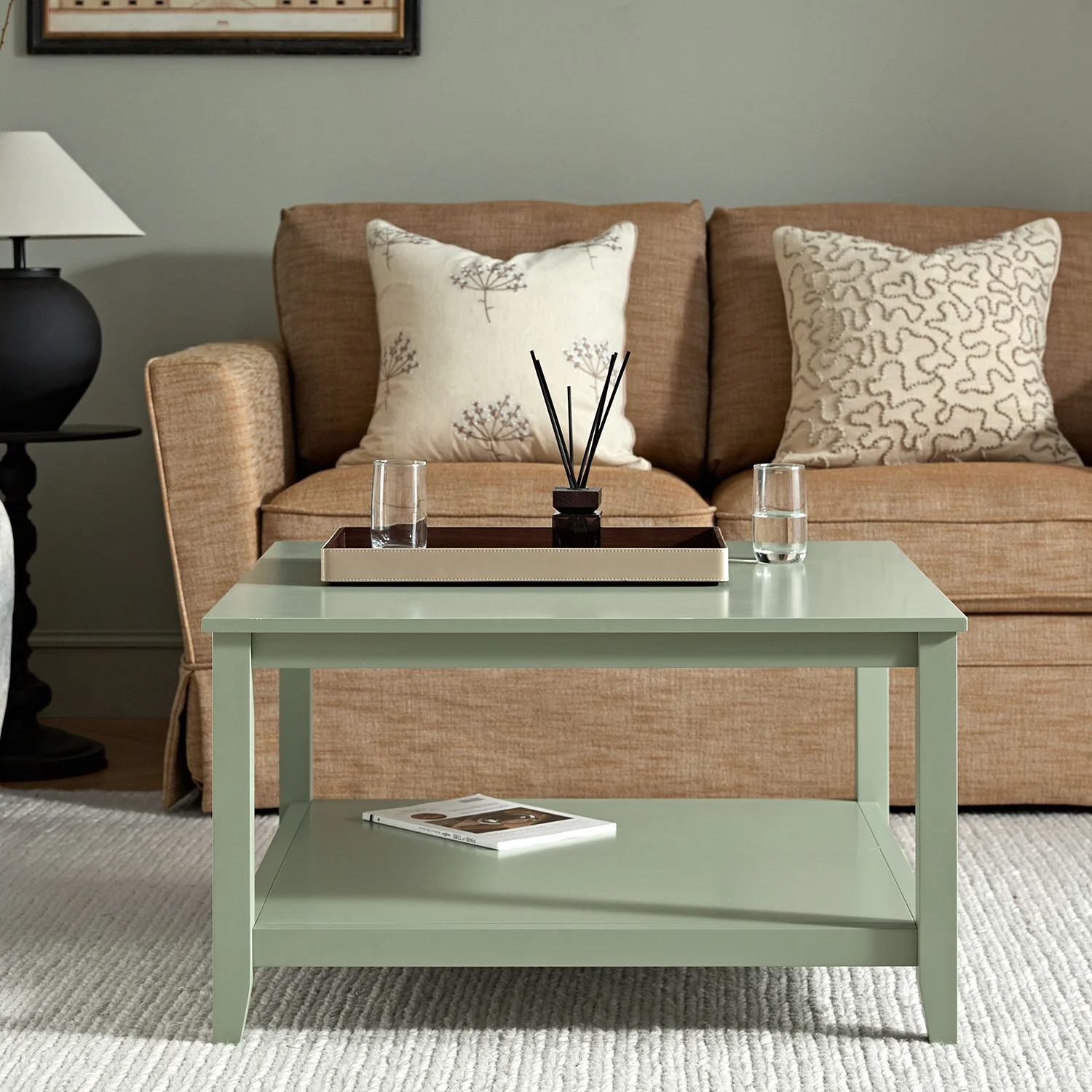 Oakham 80cm Square Coffee Table, Desert Sage - Image 2