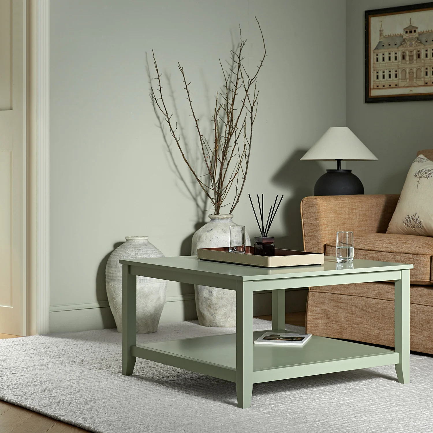 Oakham 80cm Square Coffee Table, Desert Sage - Image 3