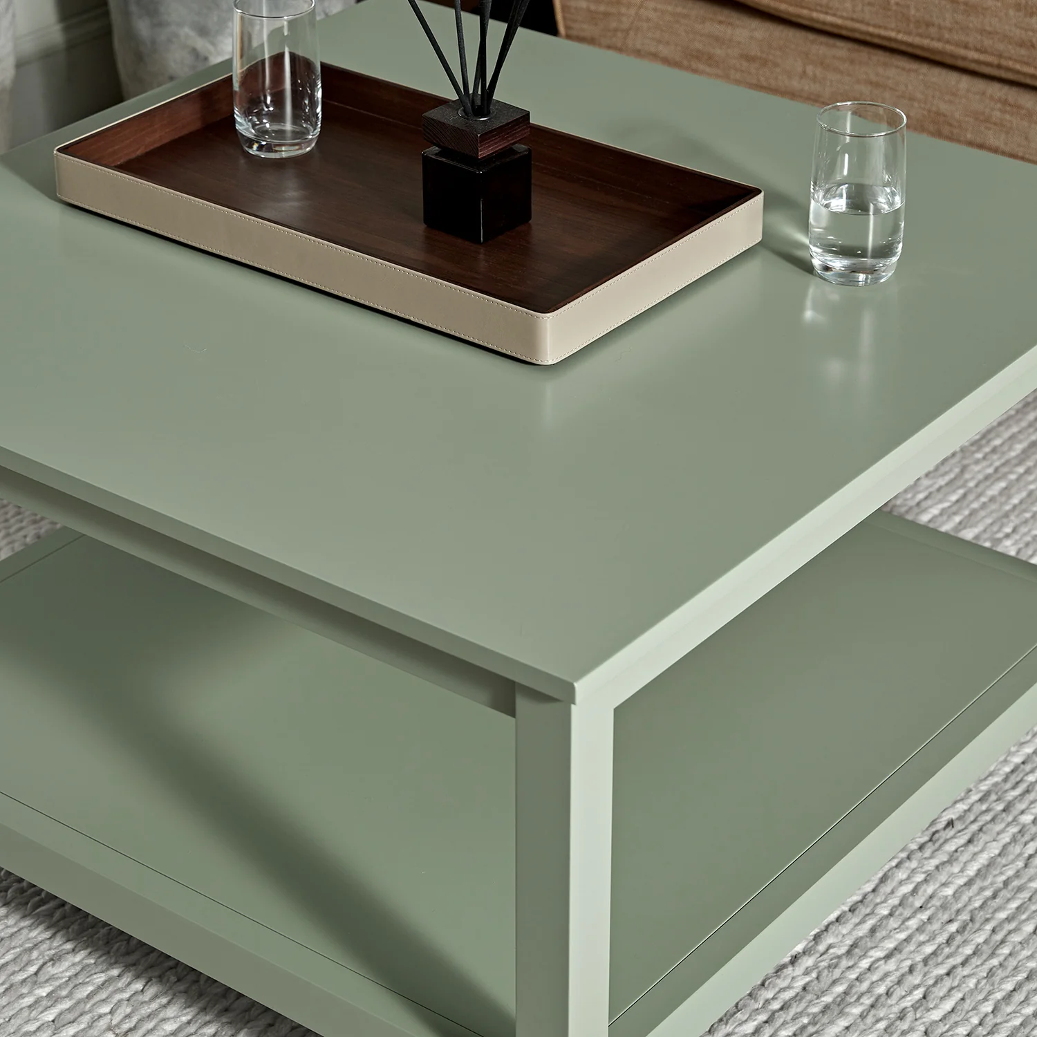 Oakham 80cm Square Coffee Table, Desert Sage - Image 4