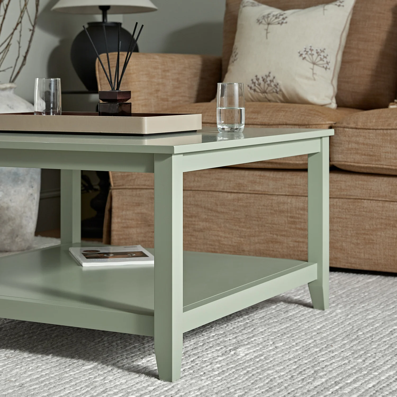Oakham 80cm Square Coffee Table, Desert Sage - Image 5