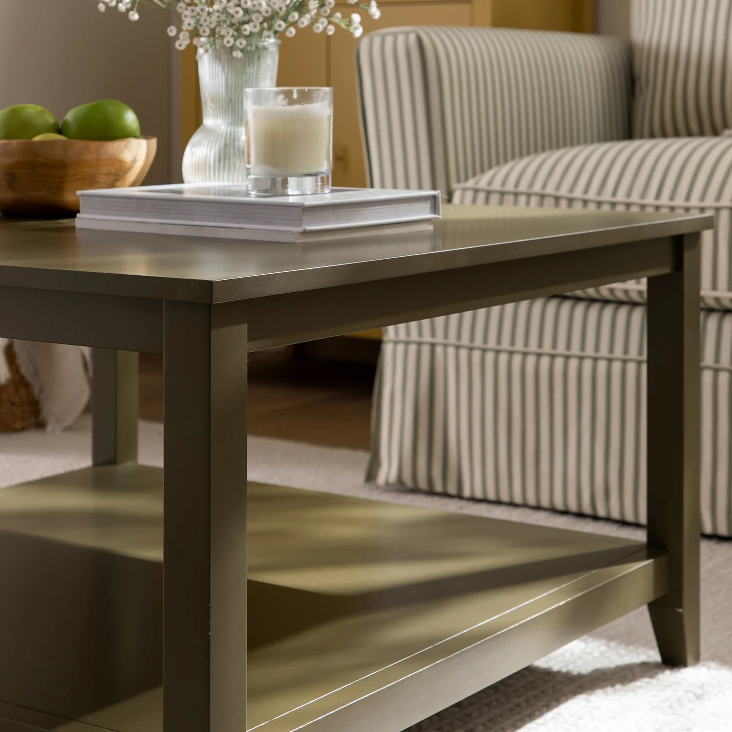 Oakham 80cm Square Coffee Table, Olive Grove - Image 4