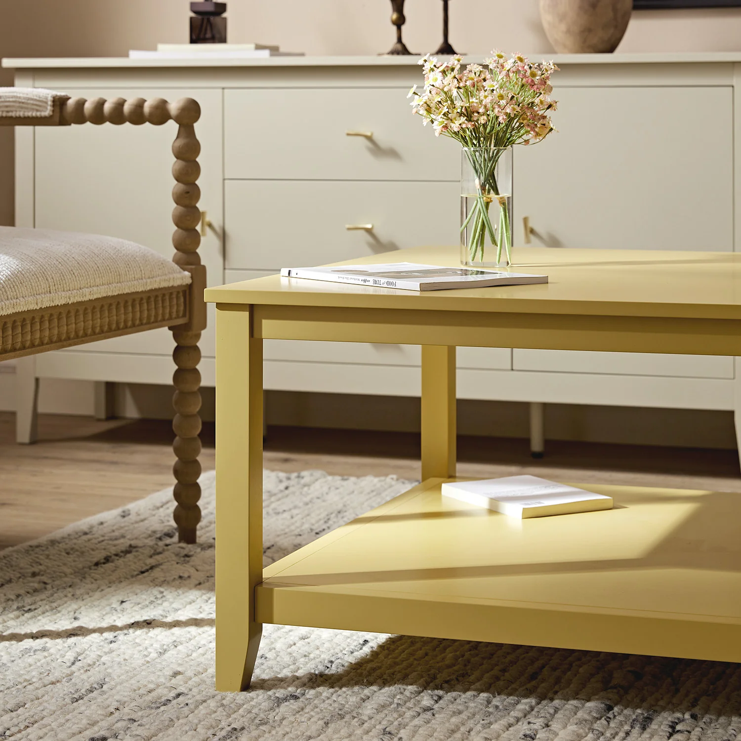 Oakham 80cm Square Coffee Table, Rattan Yellow - Image 5