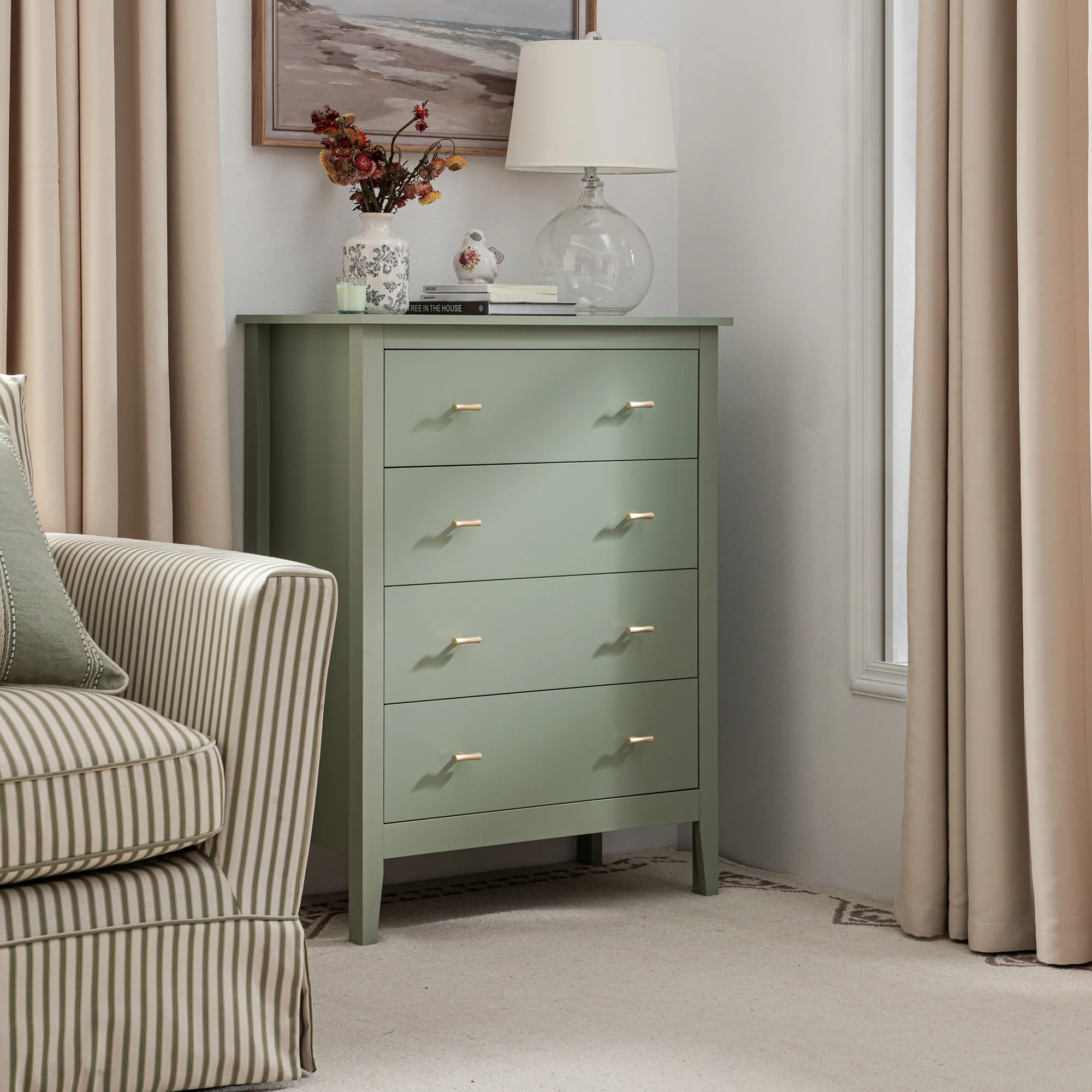 Oakham Chest of 4 Drawers, Desert Sage - Image 2