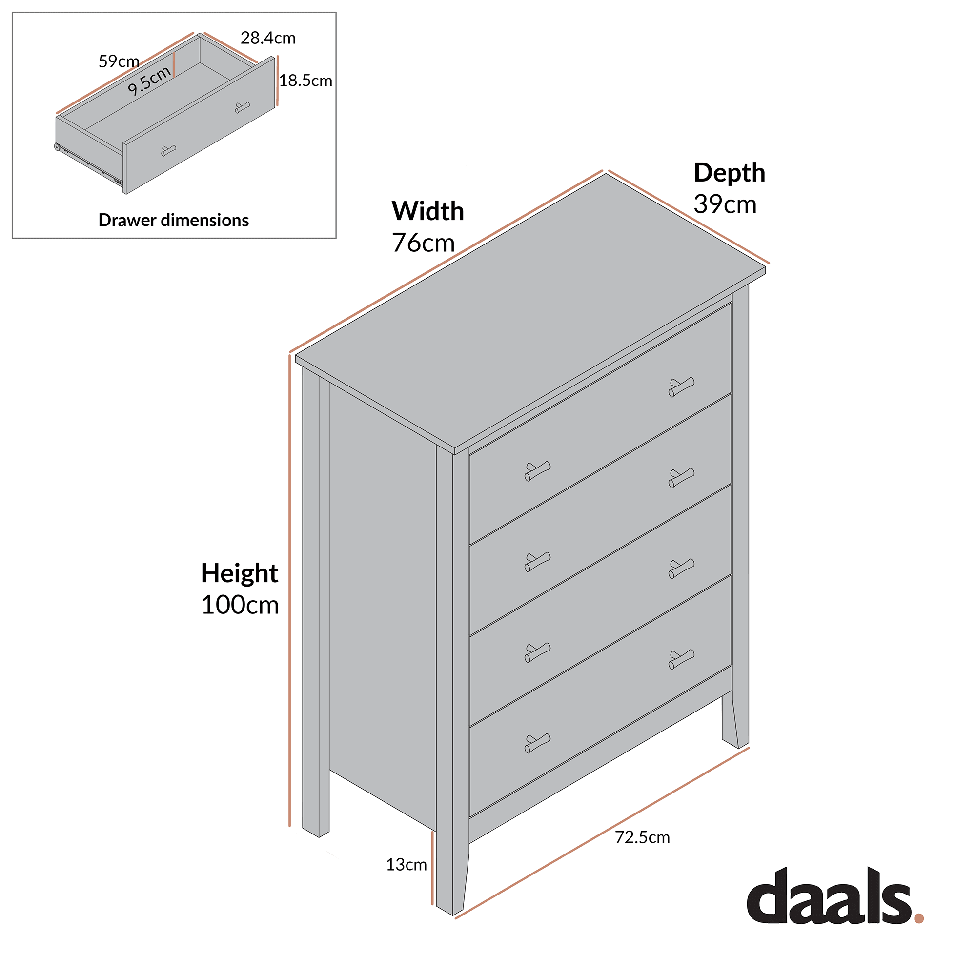 Oakham Chest of 4 Drawers, Desert Sage - Image 9