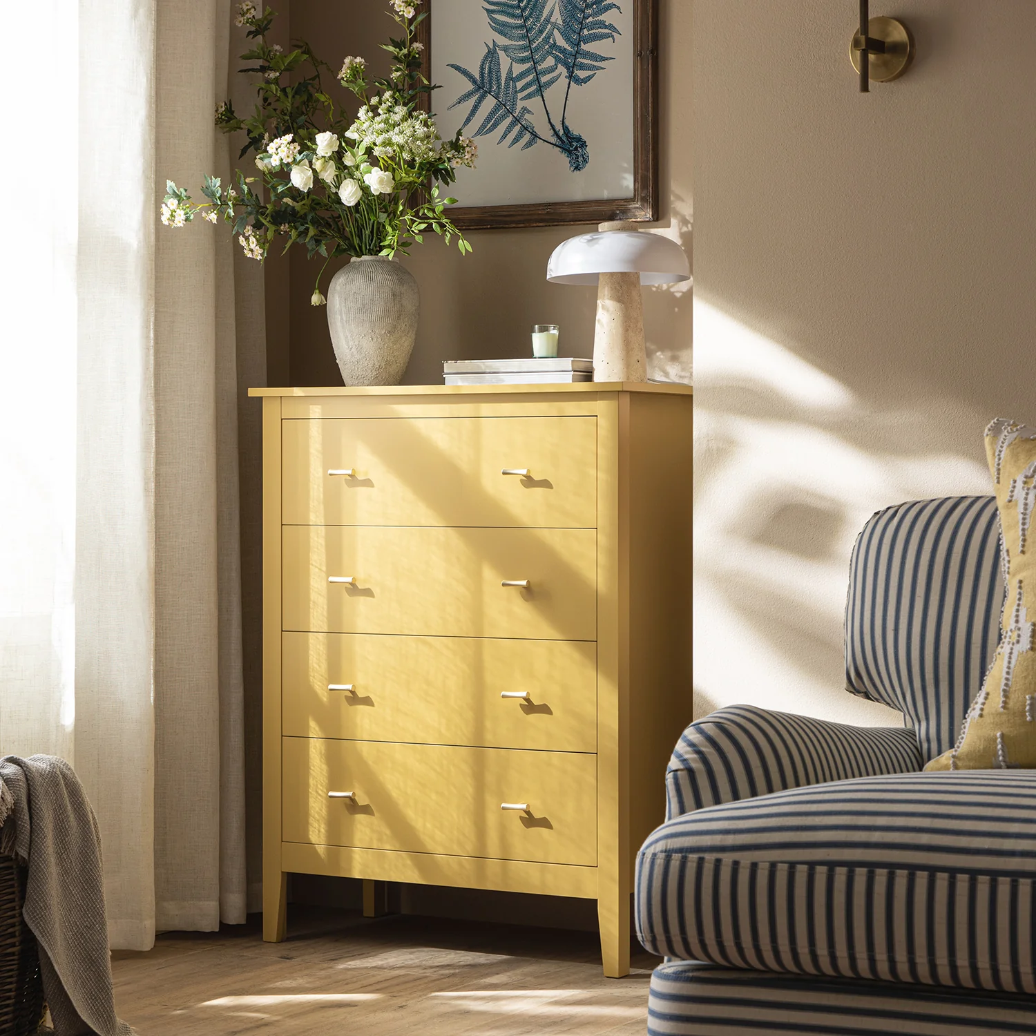Oakham Chest of 4 Drawers, Rattan Yellow - Image 2