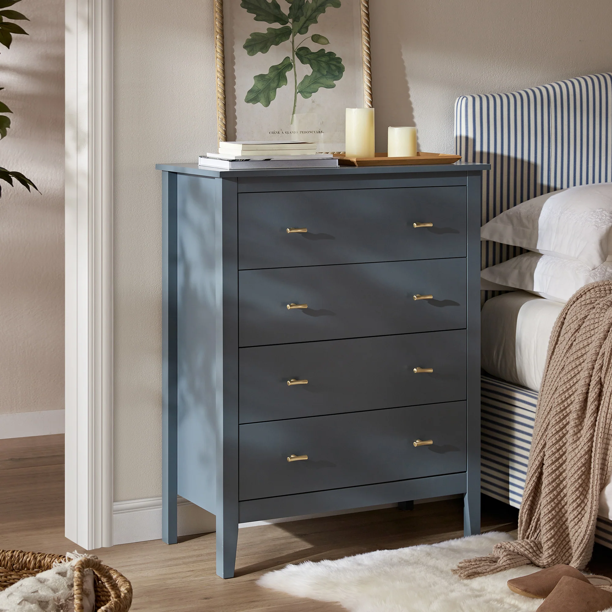 Oakham Chest of 4 Drawers, Stormy Blue - Image 2