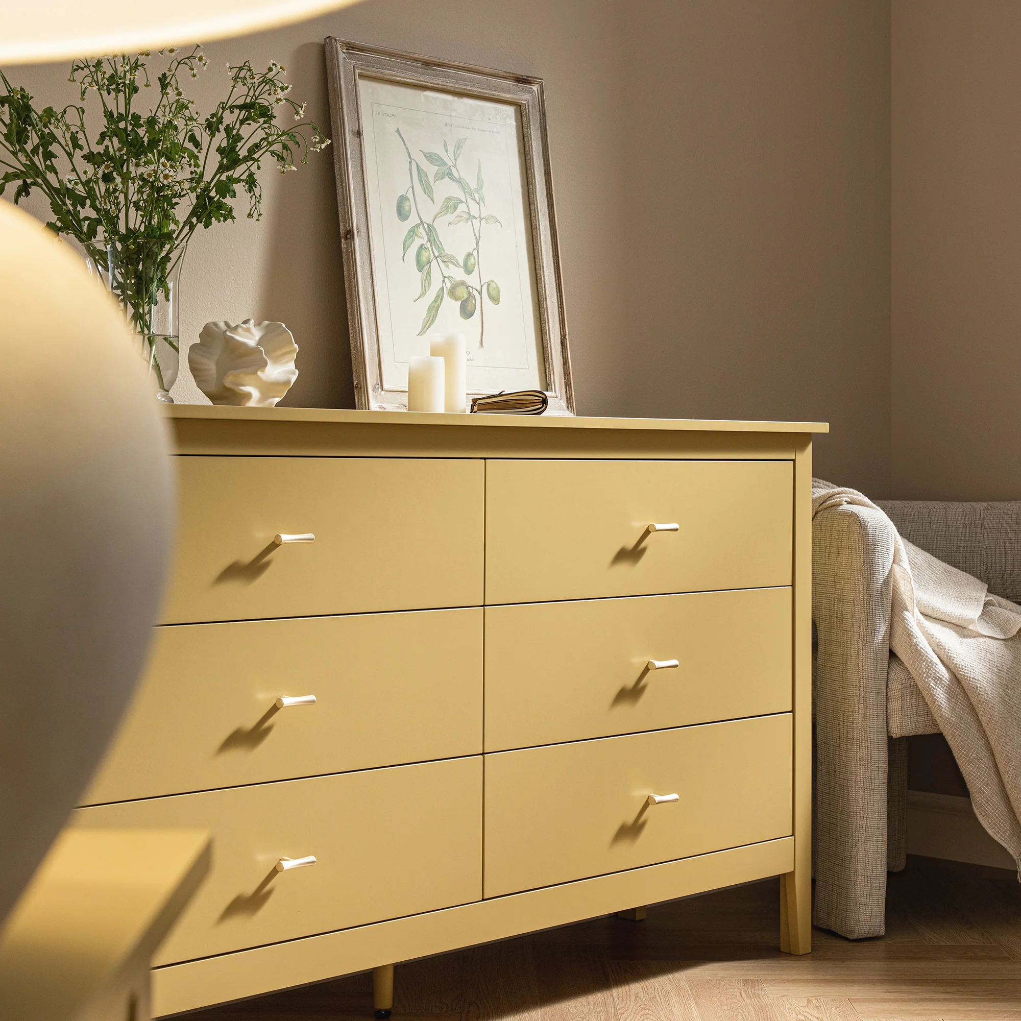 Oakham Chest of 6 Drawers, Rattan Yellow - Image 4