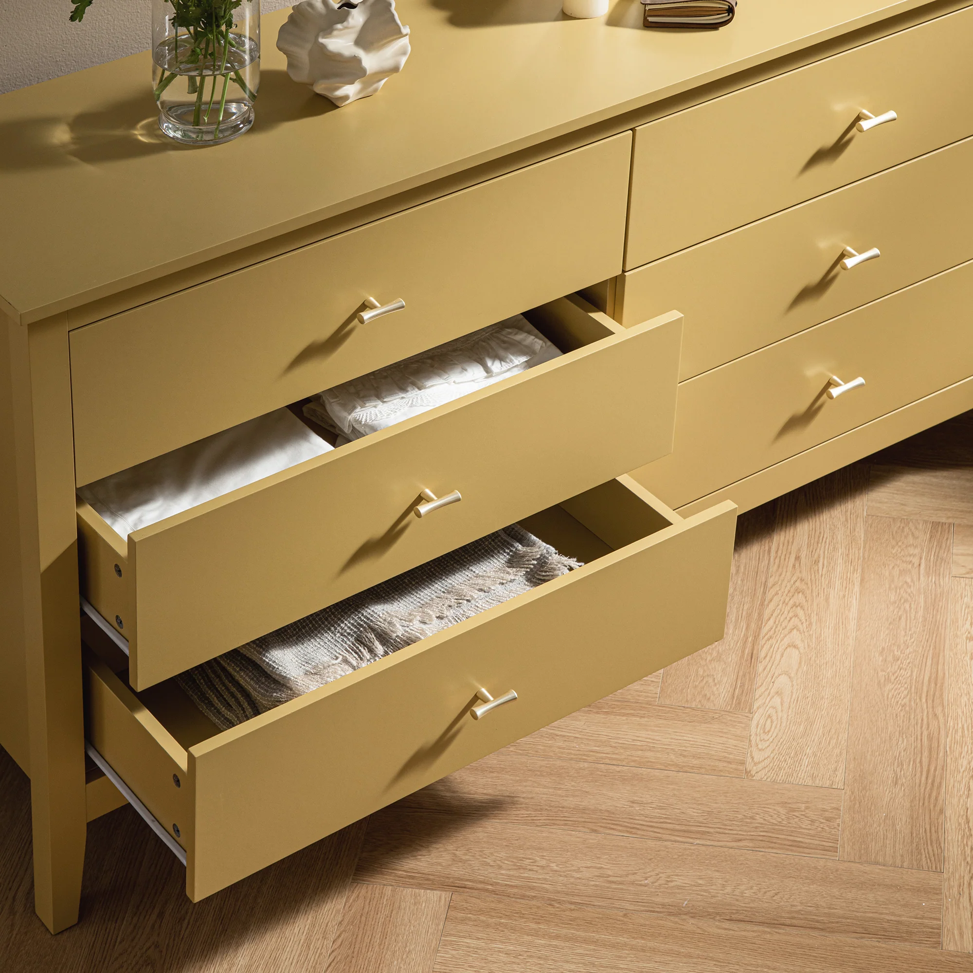 Oakham Chest of 6 Drawers, Rattan Yellow - Image 5