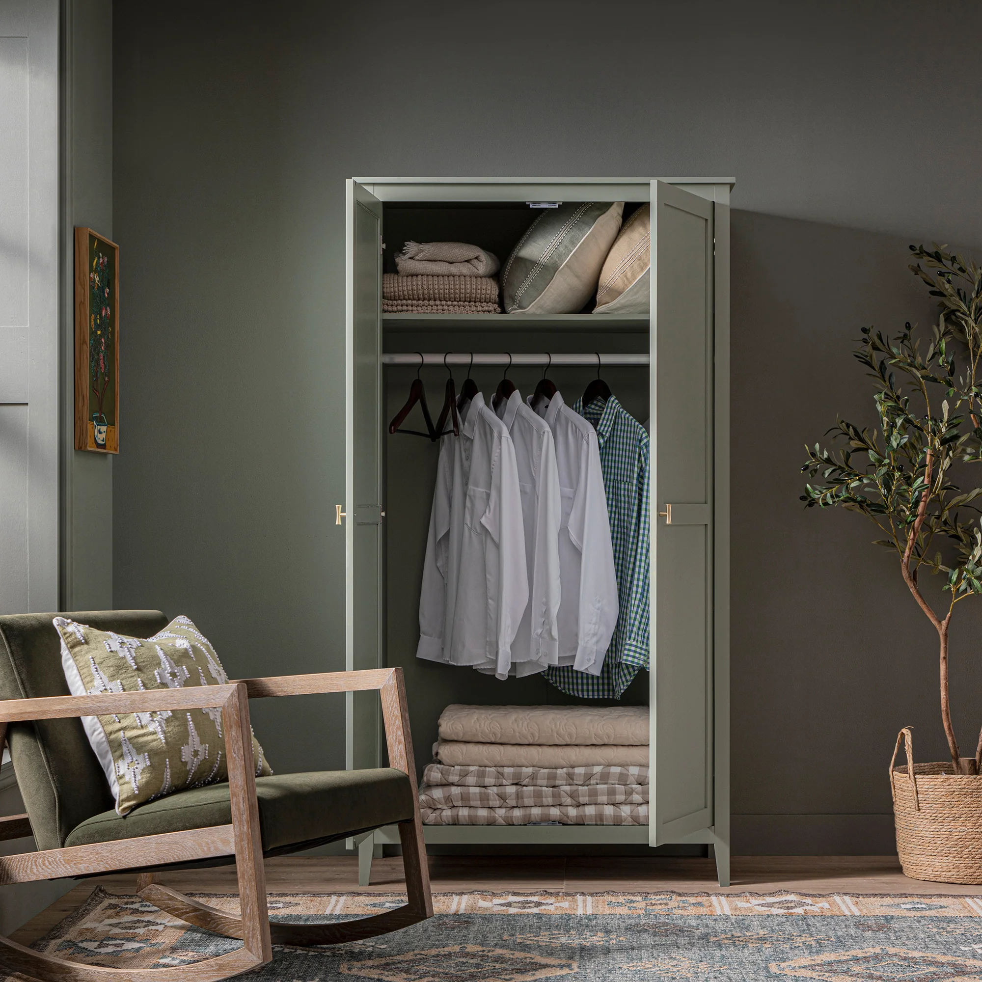 Oakham Double Wardrobe, Desert Sage - Image 3
