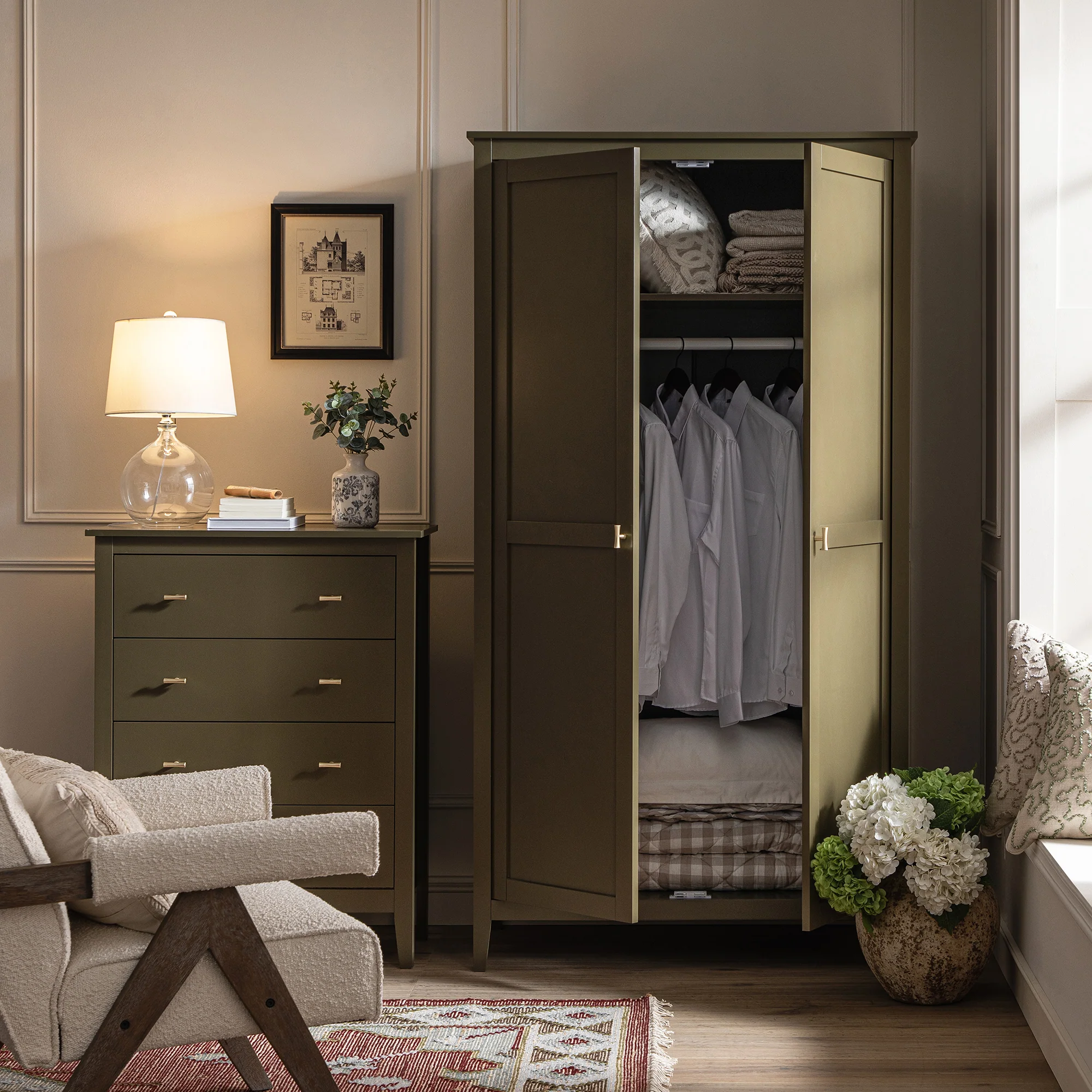 Oakham Double Wardrobe, Olive Grove - Image 3