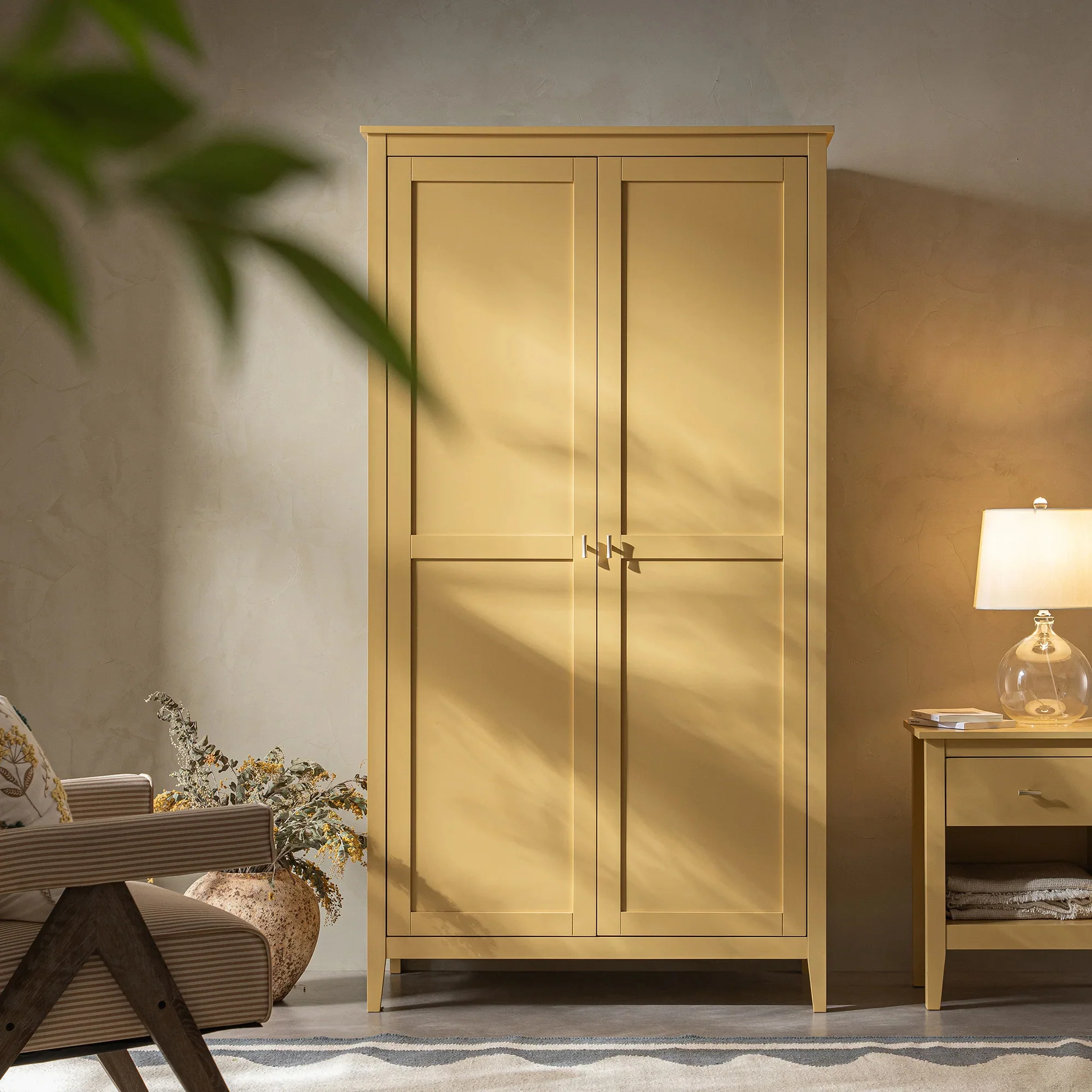Oakham Double Wardrobe, Rattan Yellow - Image 2