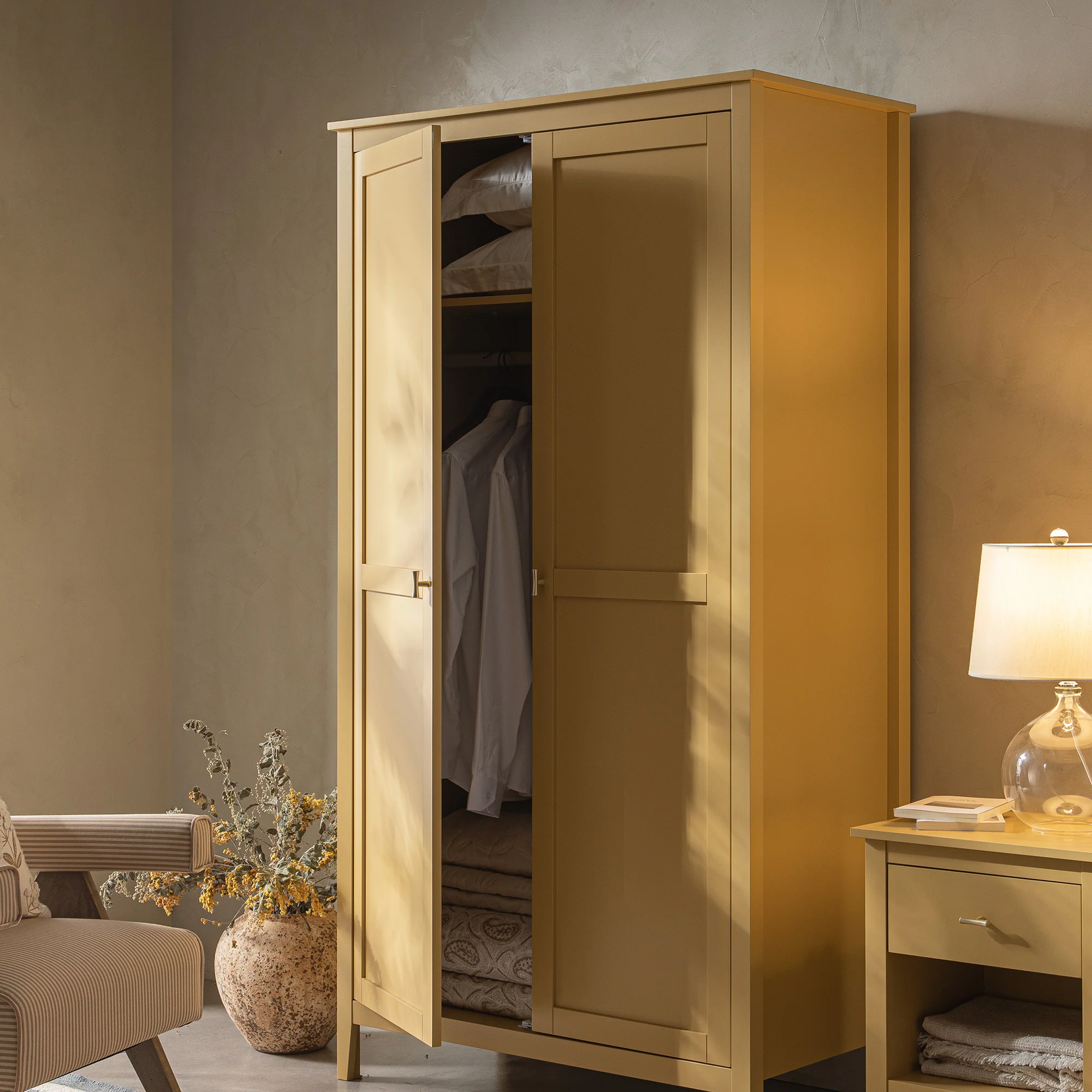 Oakham Double Wardrobe, Rattan Yellow - Image 4