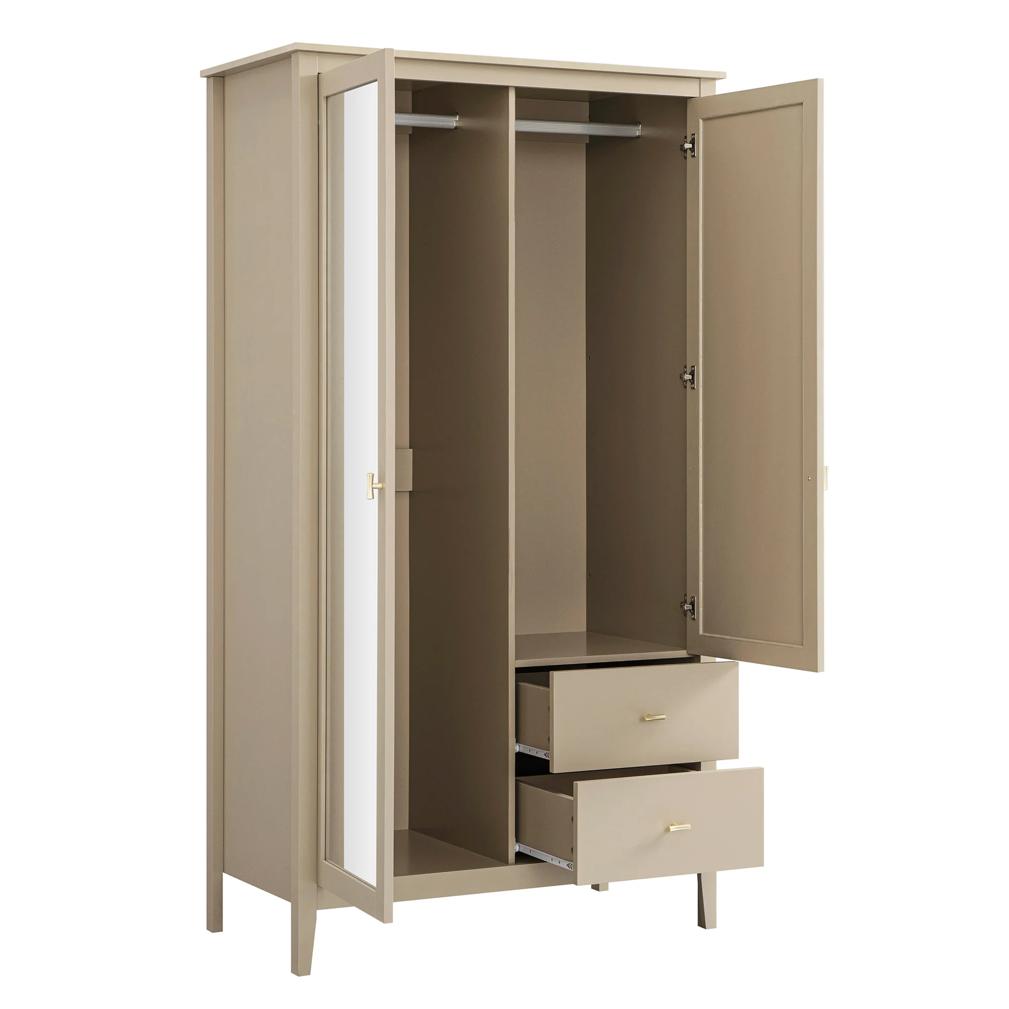 Oakham Mirrored Double Wardrobe, Deep Greige - Image 9