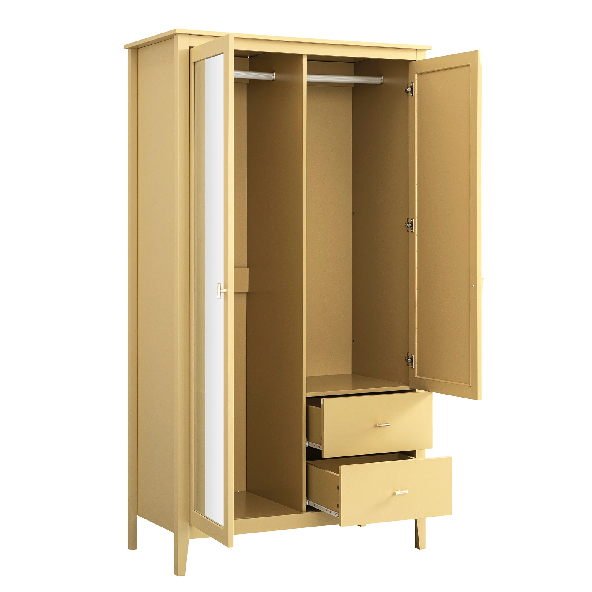 Oakham Mirrored Double Wardrobe, Rattan Yellow - Image 10