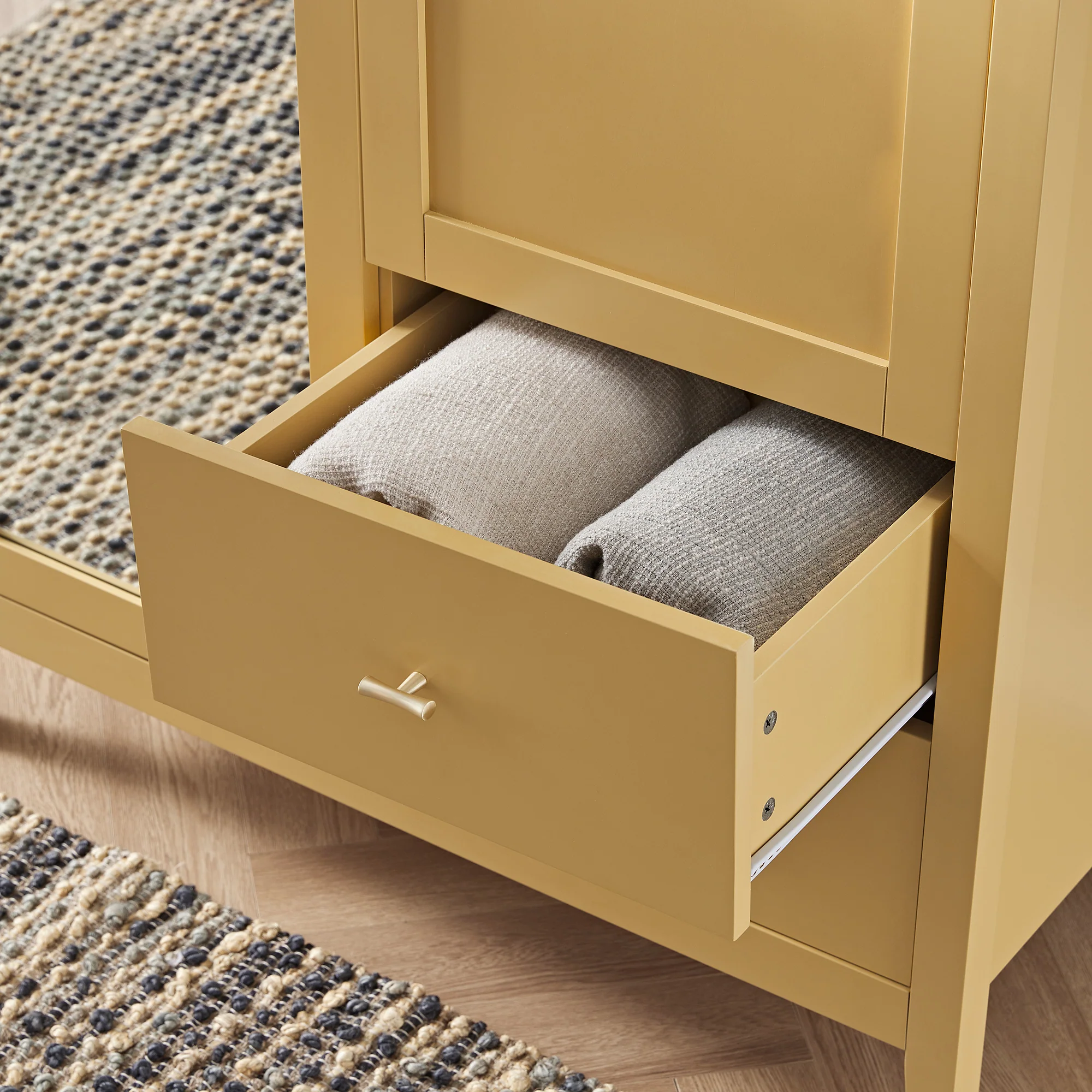 Oakham Mirrored Double Wardrobe, Rattan Yellow - Image 4