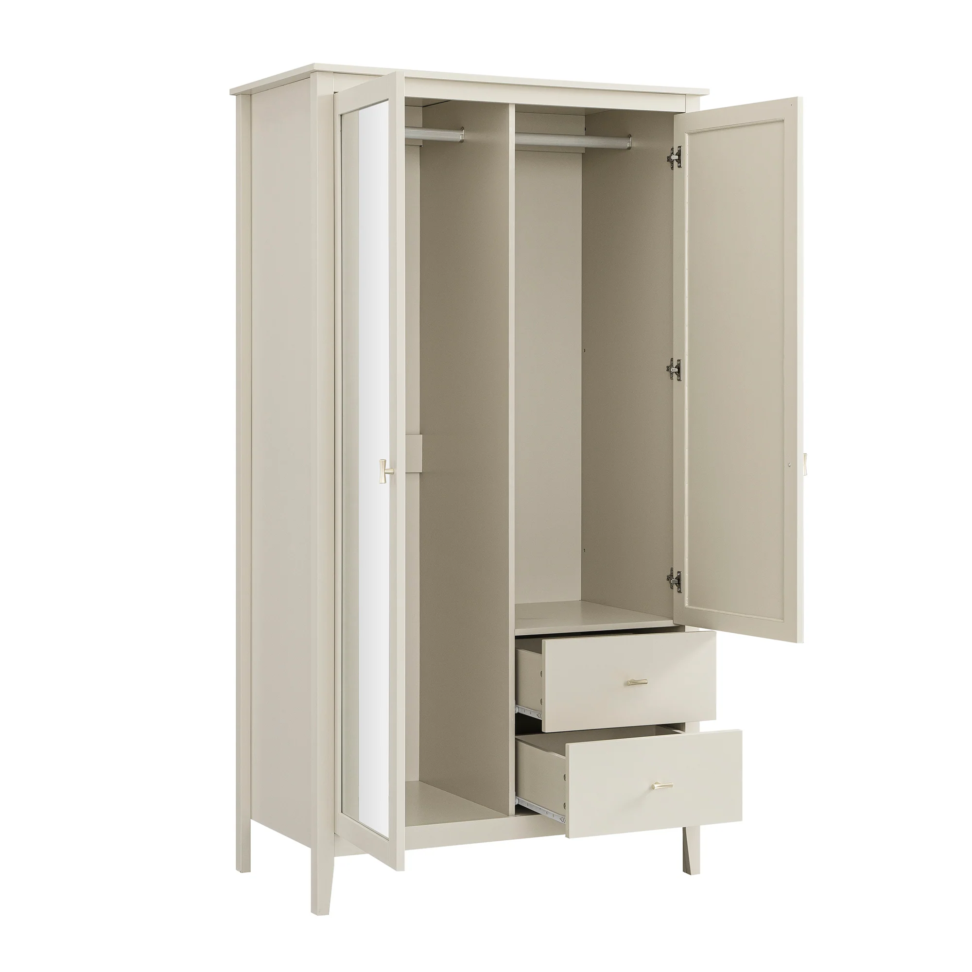 Oakham Mirrored Double Wardrobe, Shaded White - Image 11