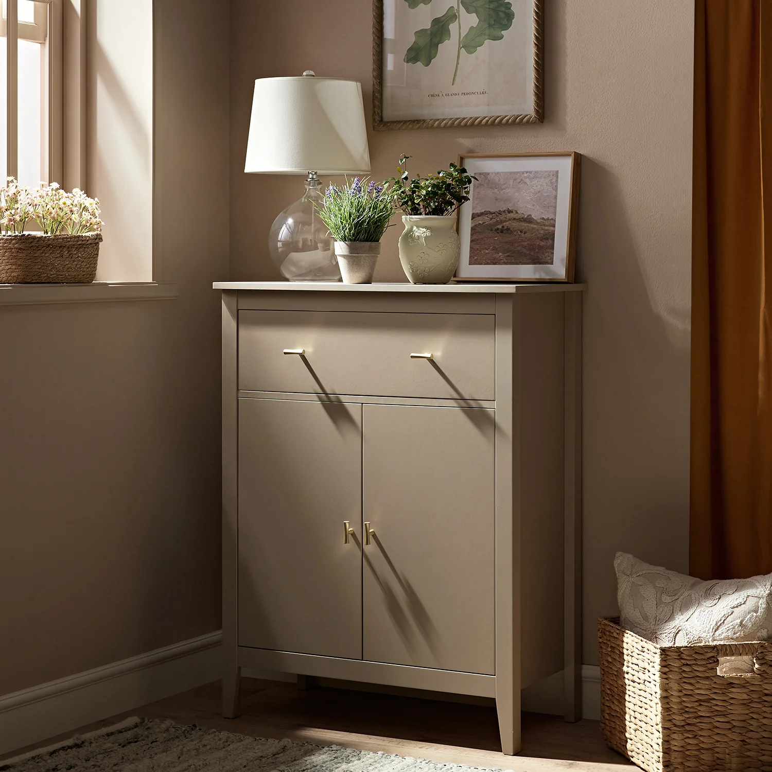 Oakham Small Sideboard with Drawer, Deep Greige - Image 2