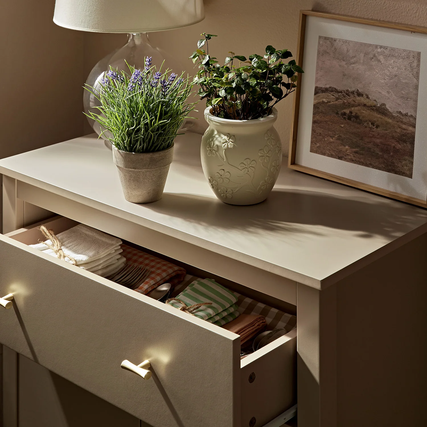 Oakham Small Sideboard with Drawer, Deep Greige - Image 5