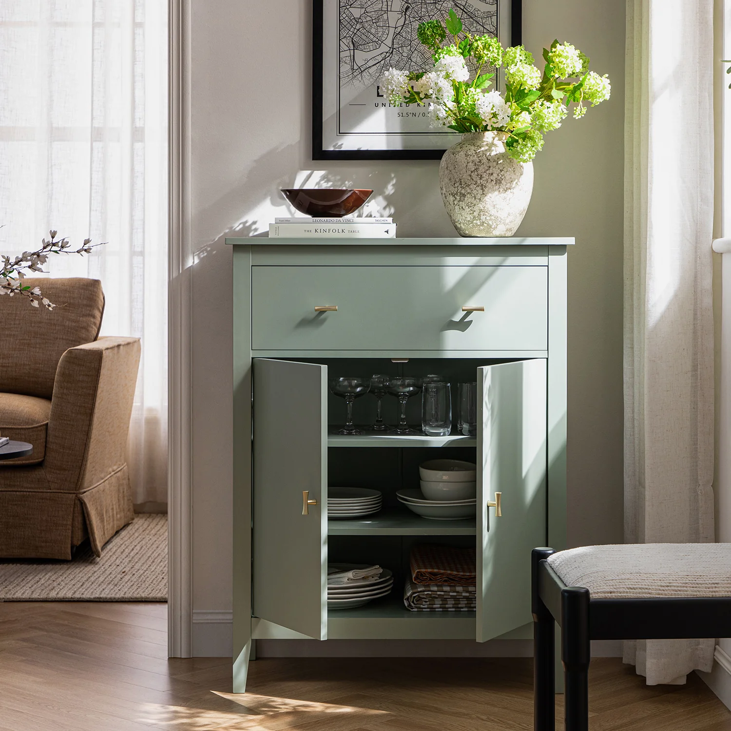 Oakham Small Sideboard with Drawer, Desert Sage - Image 3