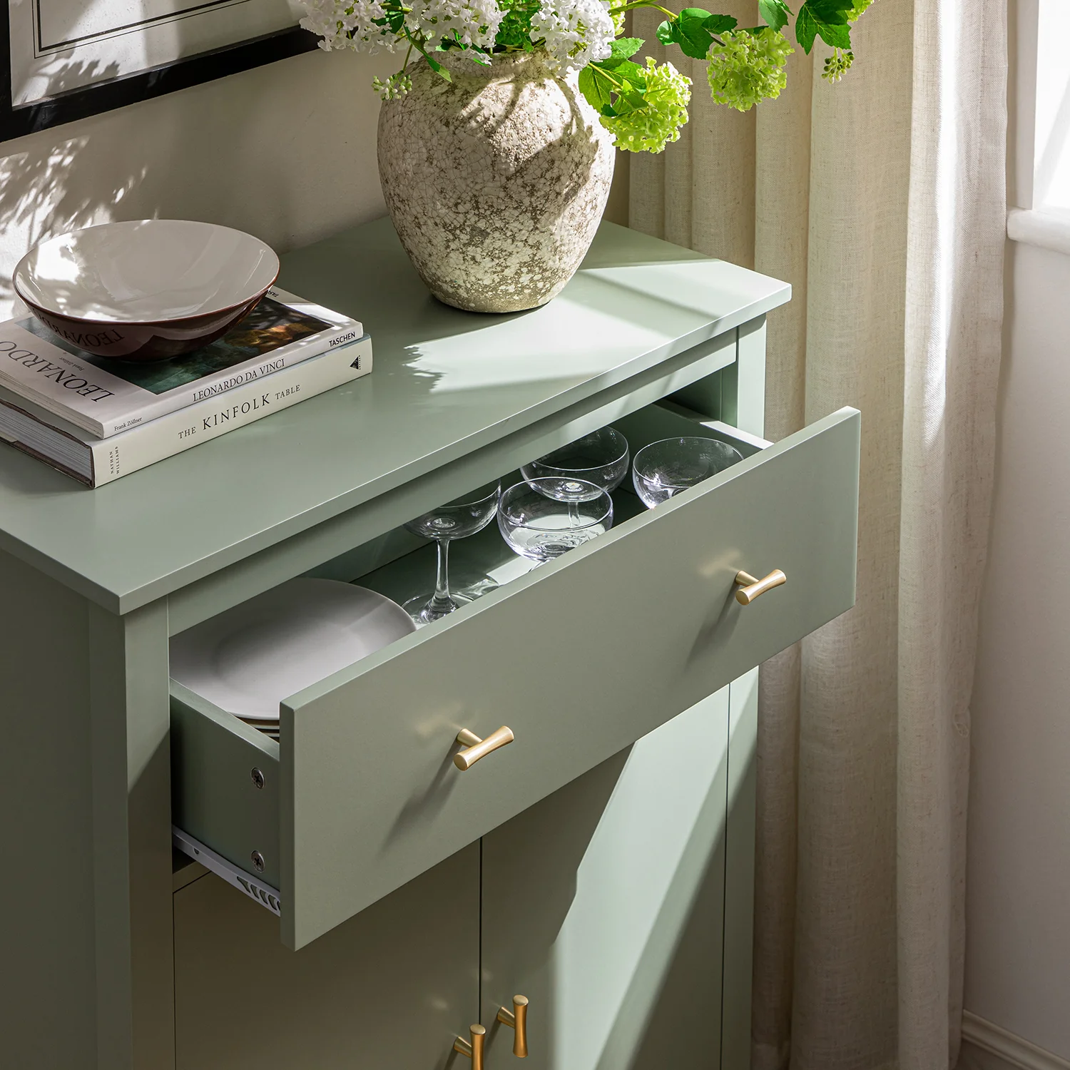 Oakham Small Sideboard with Drawer, Desert Sage - Image 4