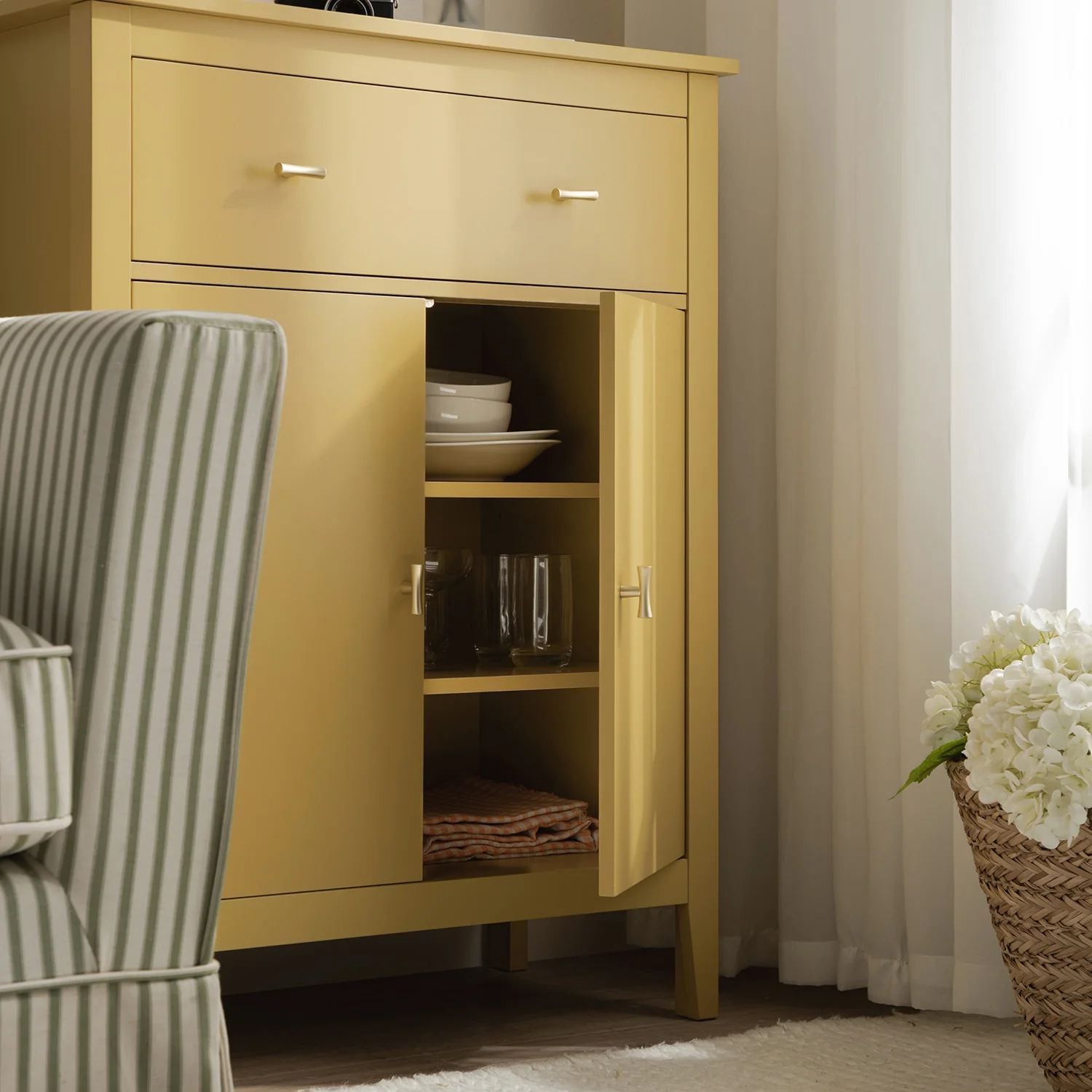 Oakham Small Sideboard with Drawer, Rattan Yellow - Image 5