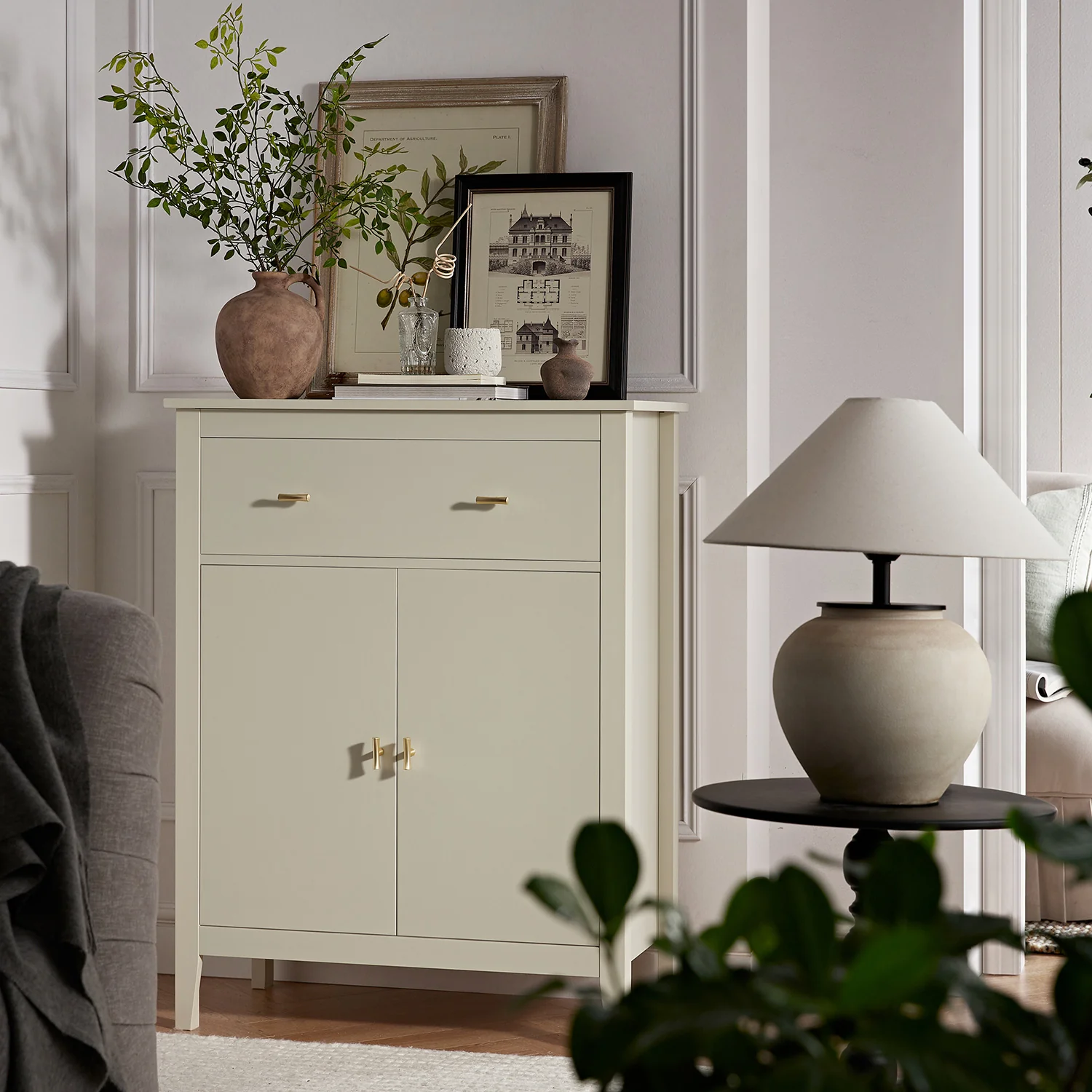 Oakham Small Sideboard with Drawer, Shaded White - Image 2