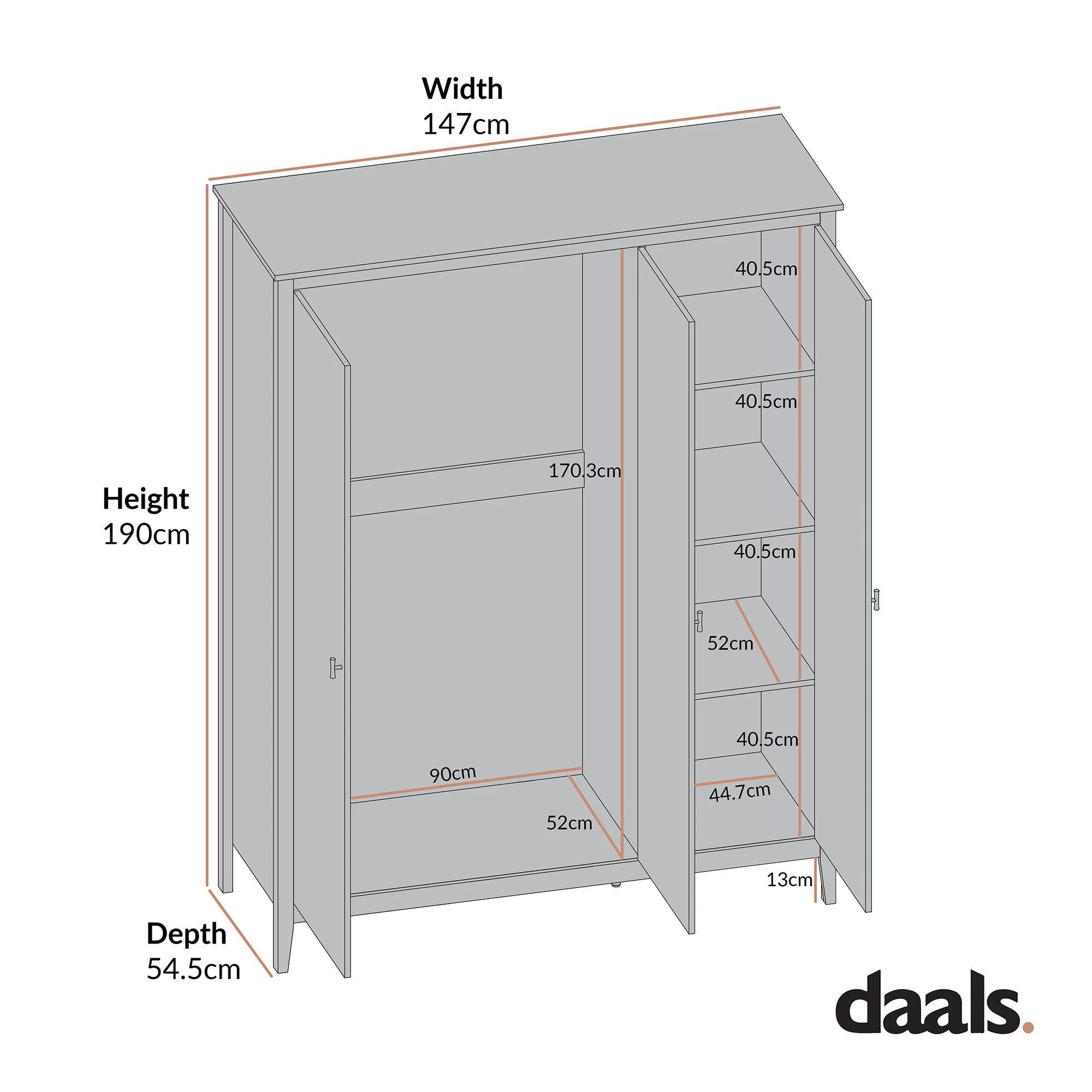 Oakham Triple Wardrobe, Desert Sage - Image 10