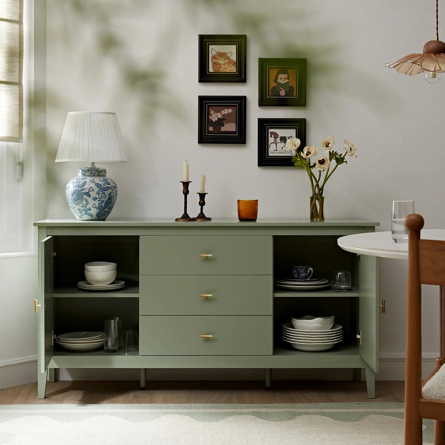 Oakham Wide Sideboard with Drawers, Desert Sage - Image 3