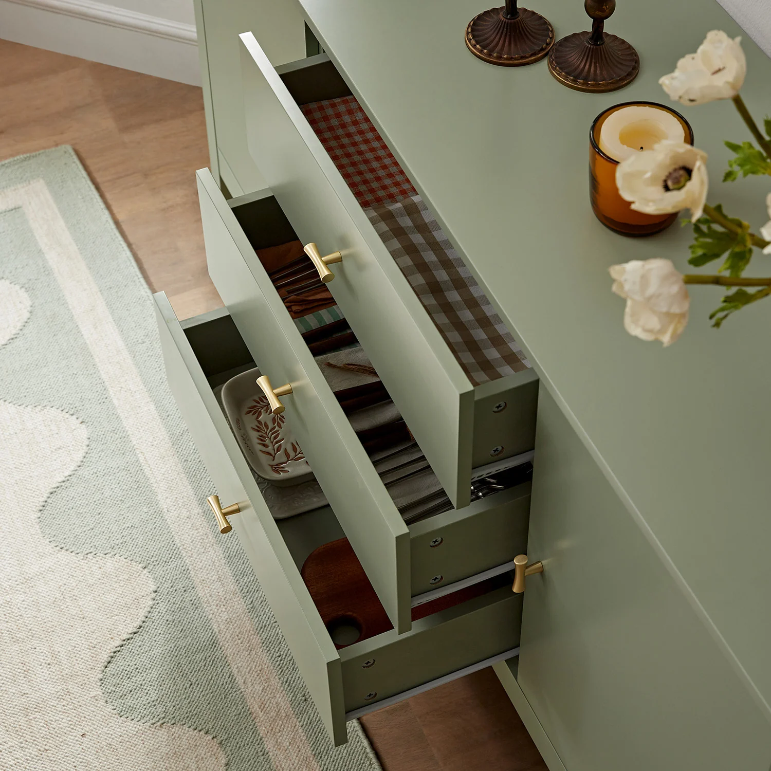 Oakham Wide Sideboard with Drawers, Desert Sage - Image 6