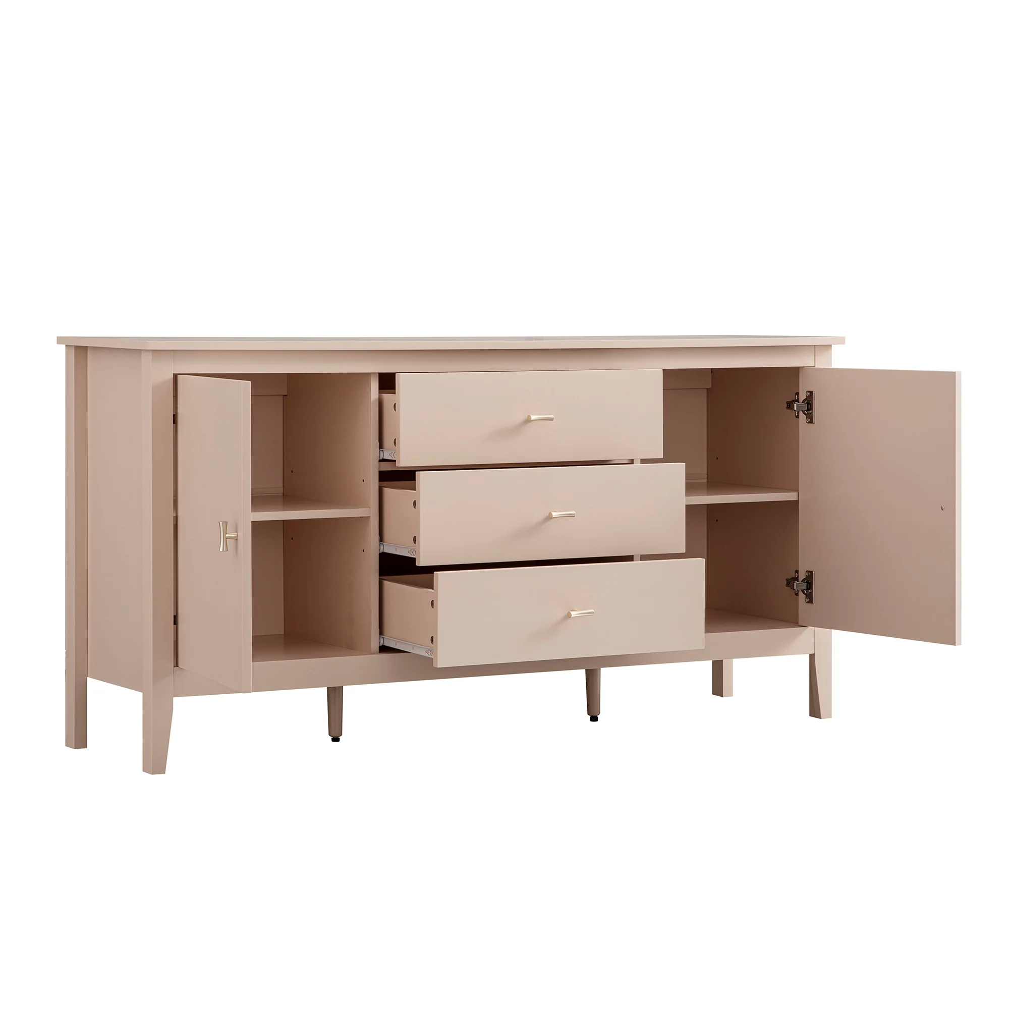 Oakham Wide Sideboard with Drawers, Nude Pink - Image 11