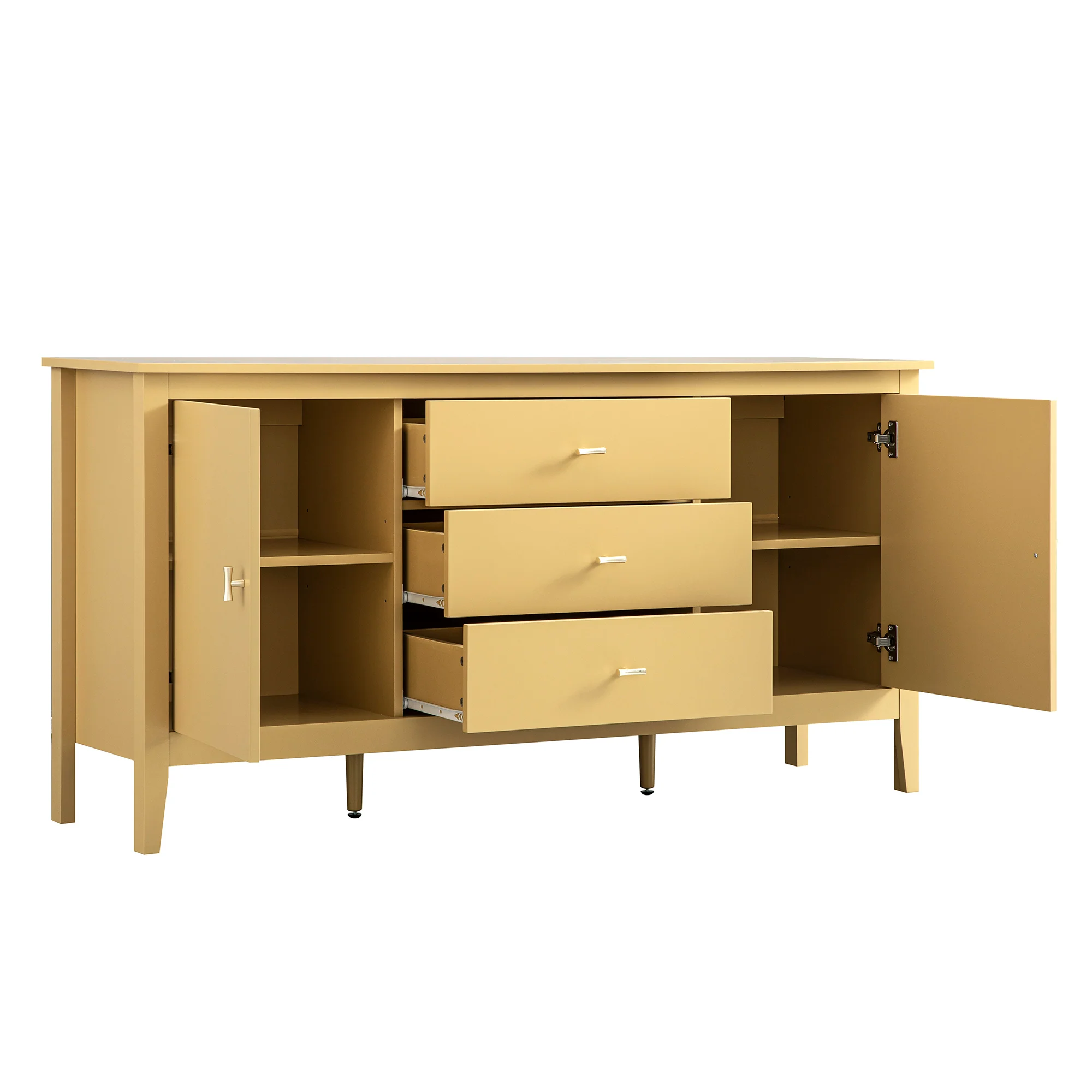 Oakham Wide Sideboard with Drawers, Rattan Yellow - Image 12