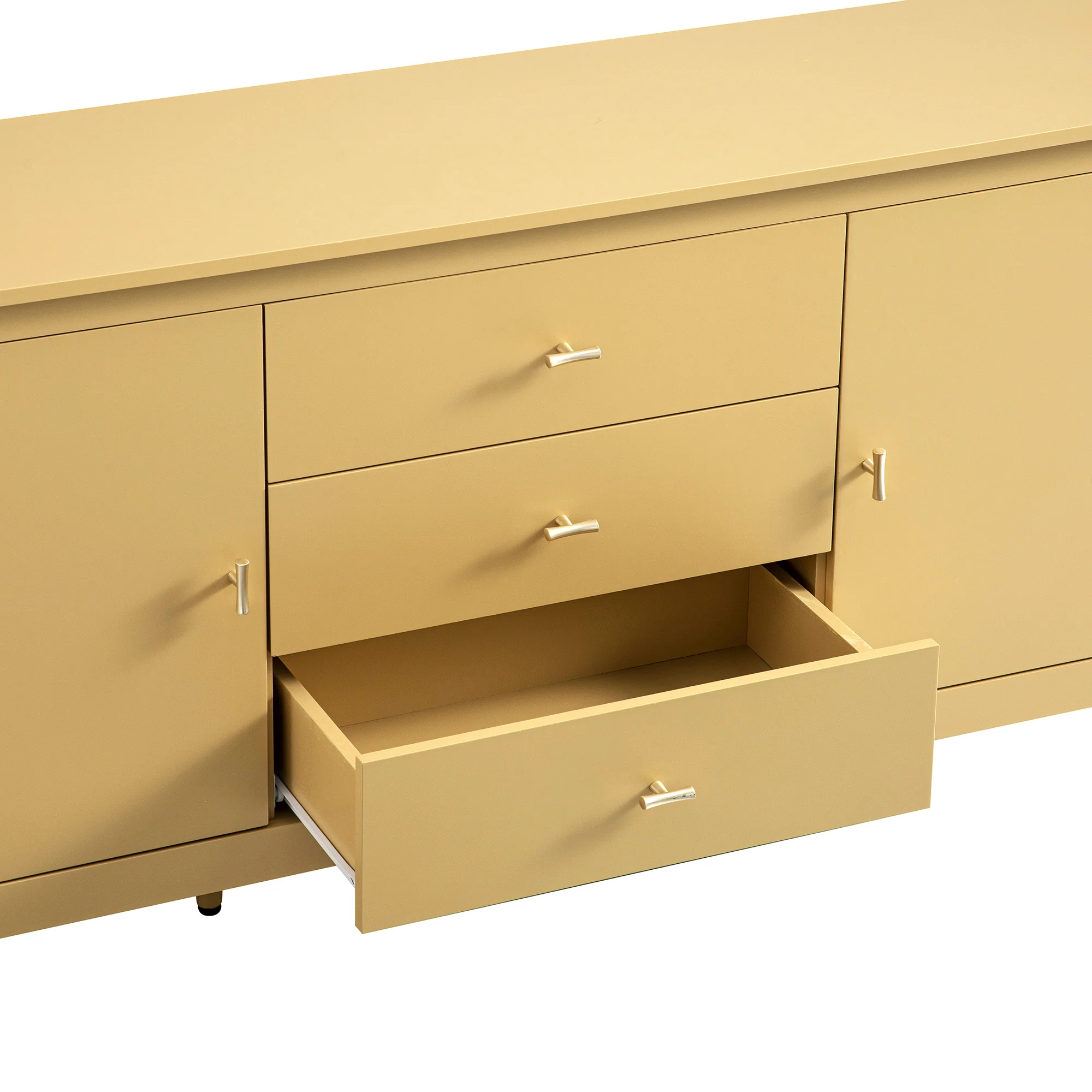 Oakham Wide Sideboard with Drawers, Rattan Yellow - Image 16