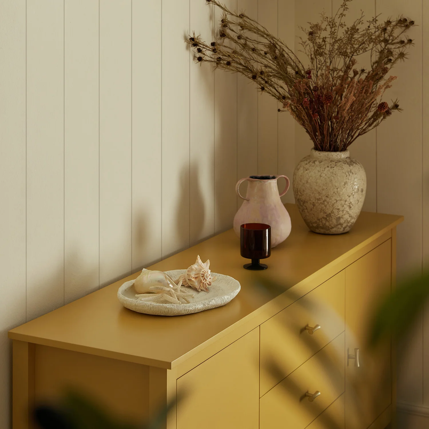 Oakham Wide Sideboard with Drawers, Rattan Yellow - Image 6
