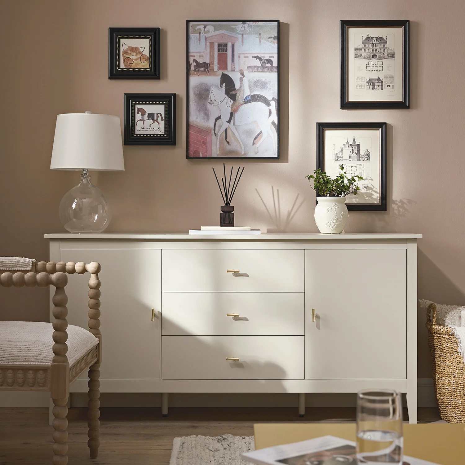 Oakham Wide Sideboard with Drawers, Shaded White - Image 2