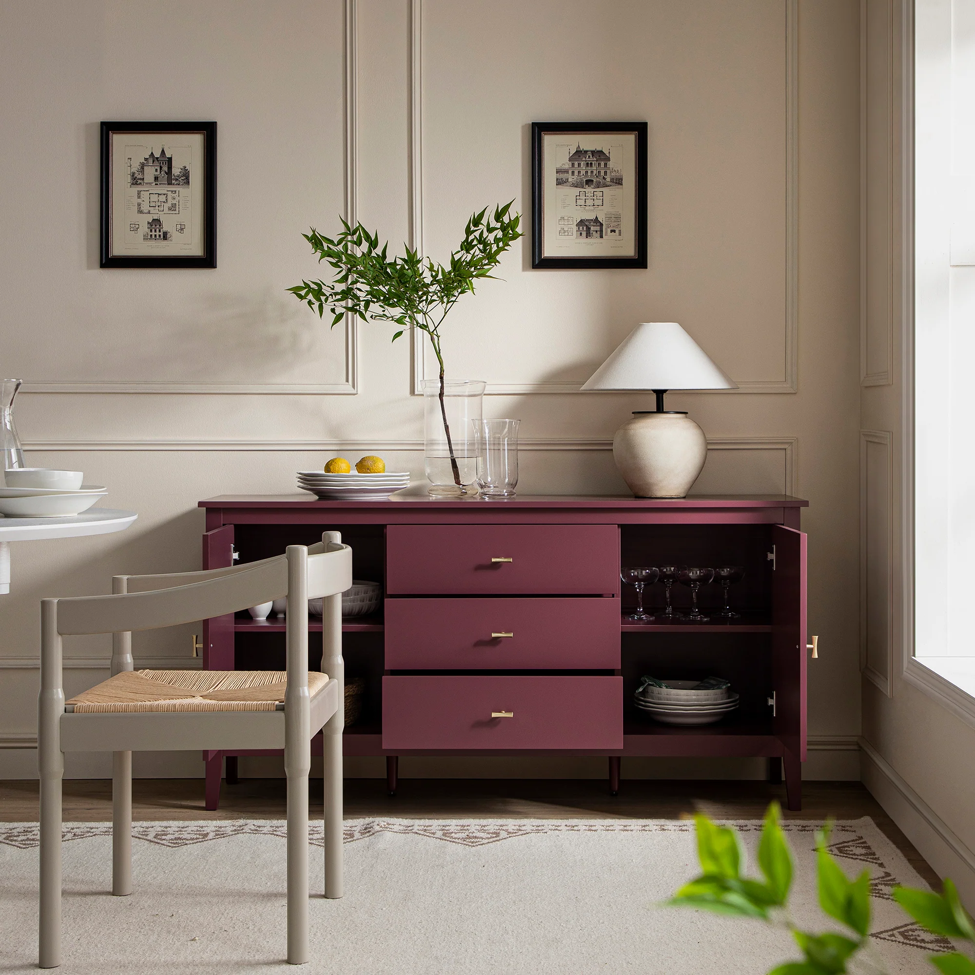 Oakham Wide Sideboard with Drawers, Wild Cherry - Image 3