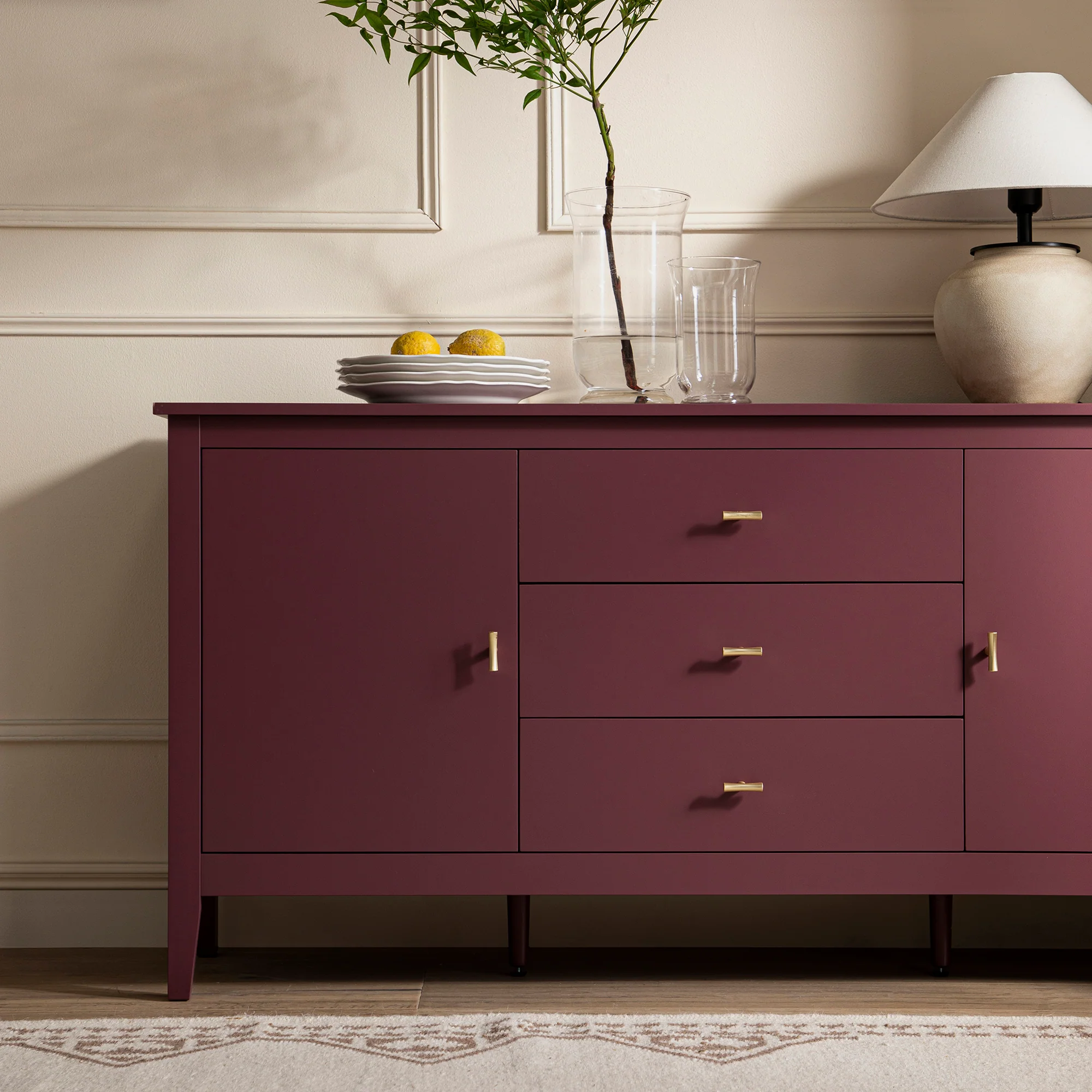 Oakham Wide Sideboard with Drawers, Wild Cherry - Image 4