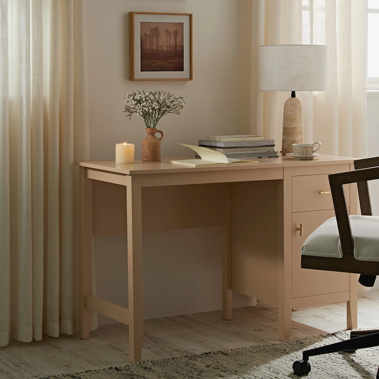 Oakham Writing Desk, Nude Pink
