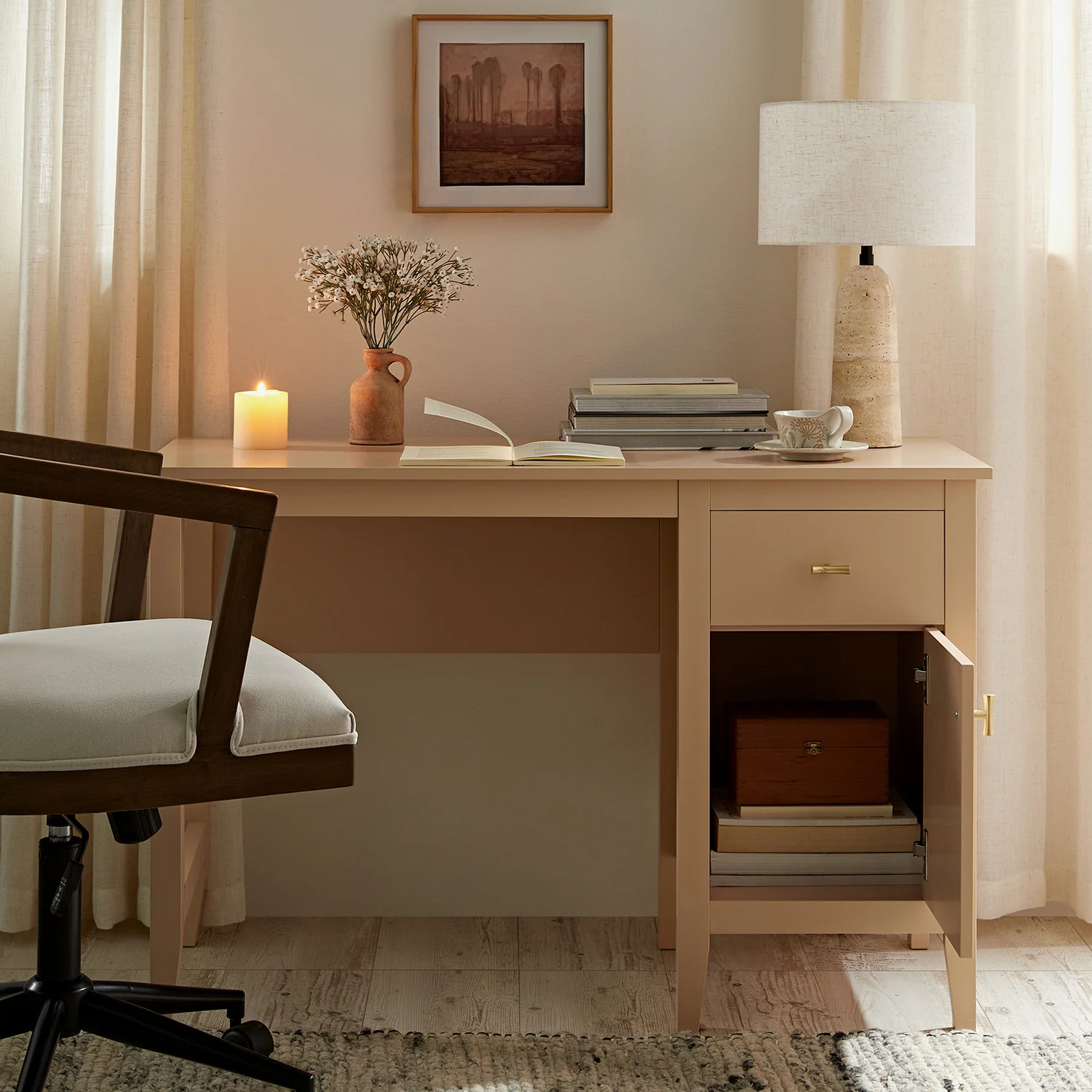 Oakham Writing Desk, Nude Pink - Image 3