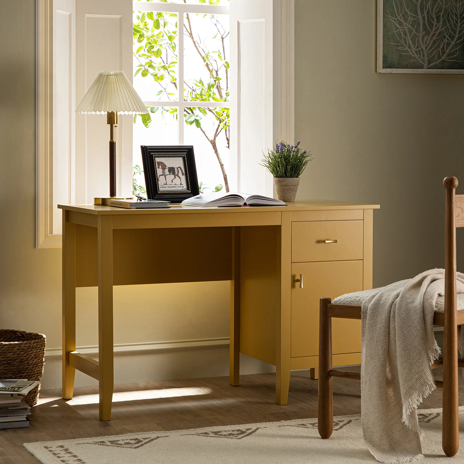 Oakham Writing Desk, Rattan Yellow - Image 2