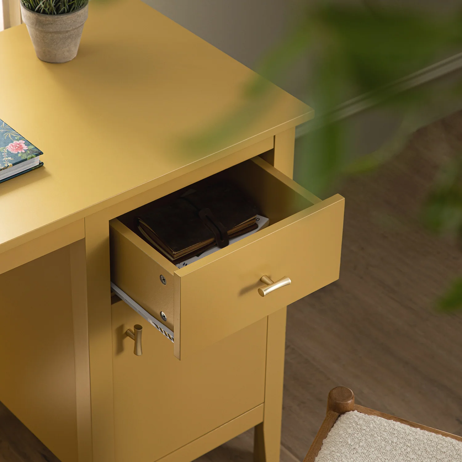 Oakham Writing Desk, Rattan Yellow - Image 6