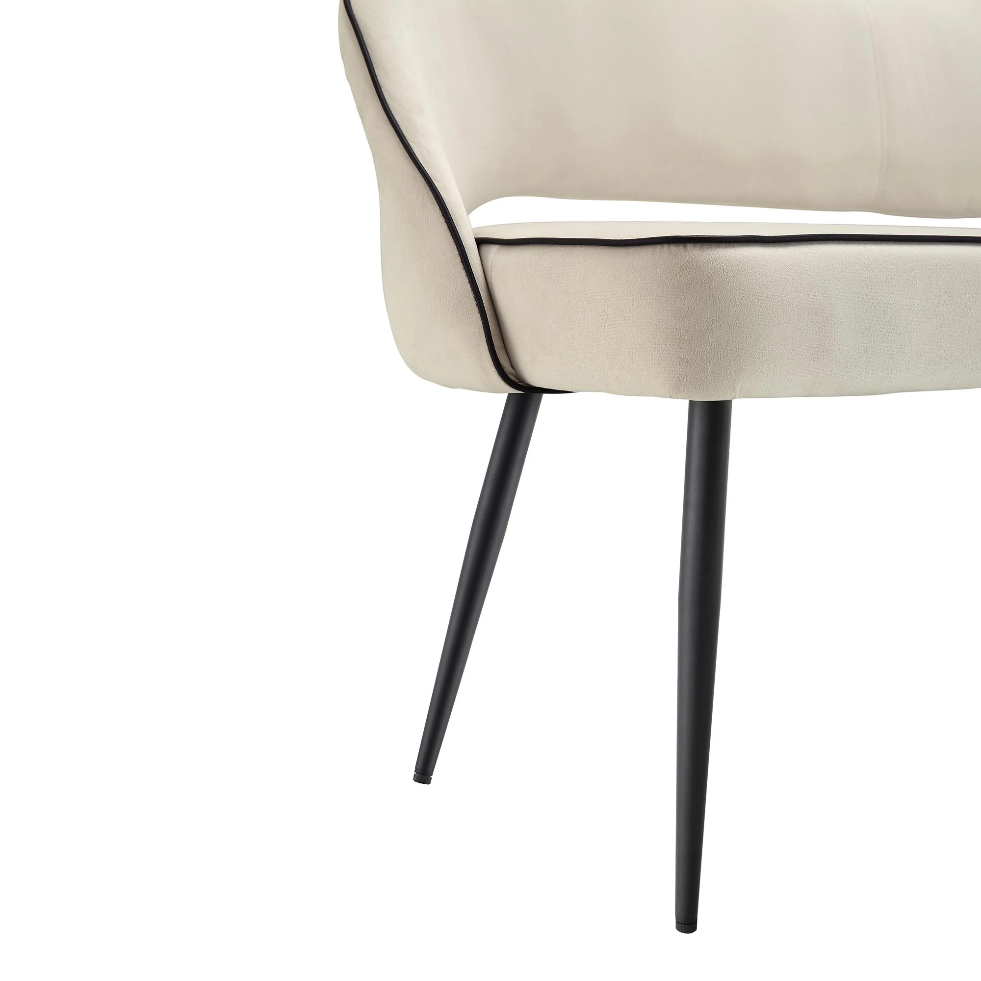 Oakley Champagne Velvet Upholstered 3 Seater Dining Bench with Contrast Piping - Image 12