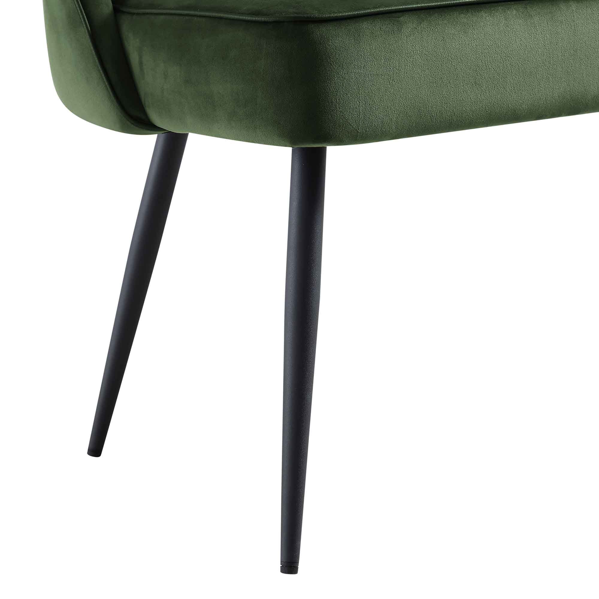 Oakley Dark Green Velvet Upholstered 3 Seater Dining Bench with Contrast Piping - Image 12