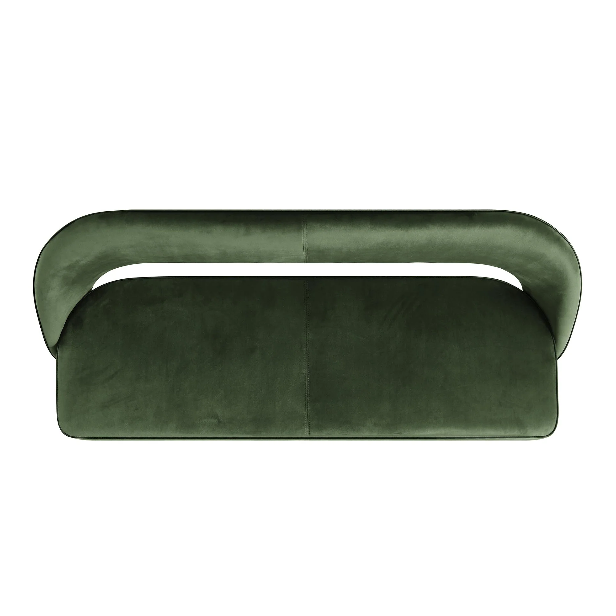 Oakley Dark Green Velvet Upholstered 3 Seater Dining Bench with Contrast Piping - Image 6