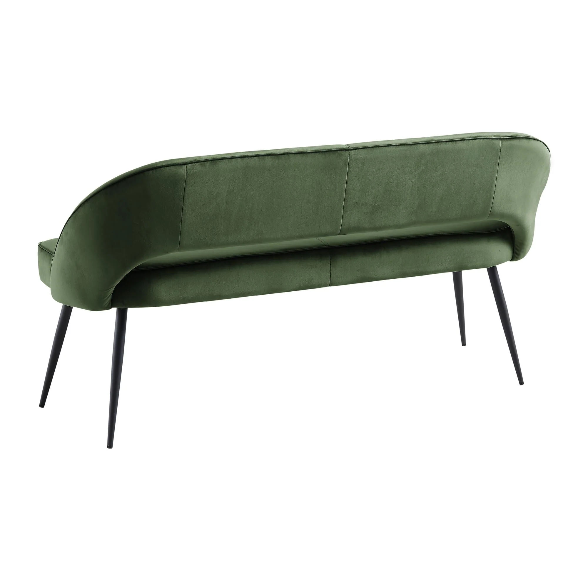 Oakley Dark Green Velvet Upholstered 3 Seater Dining Bench with Contrast Piping - Image 8