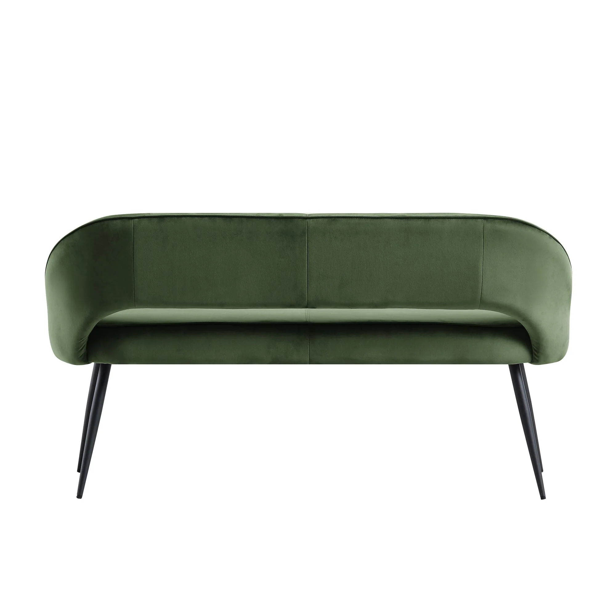 Oakley Dark Green Velvet Upholstered 3 Seater Dining Bench with Contrast Piping - Image 9