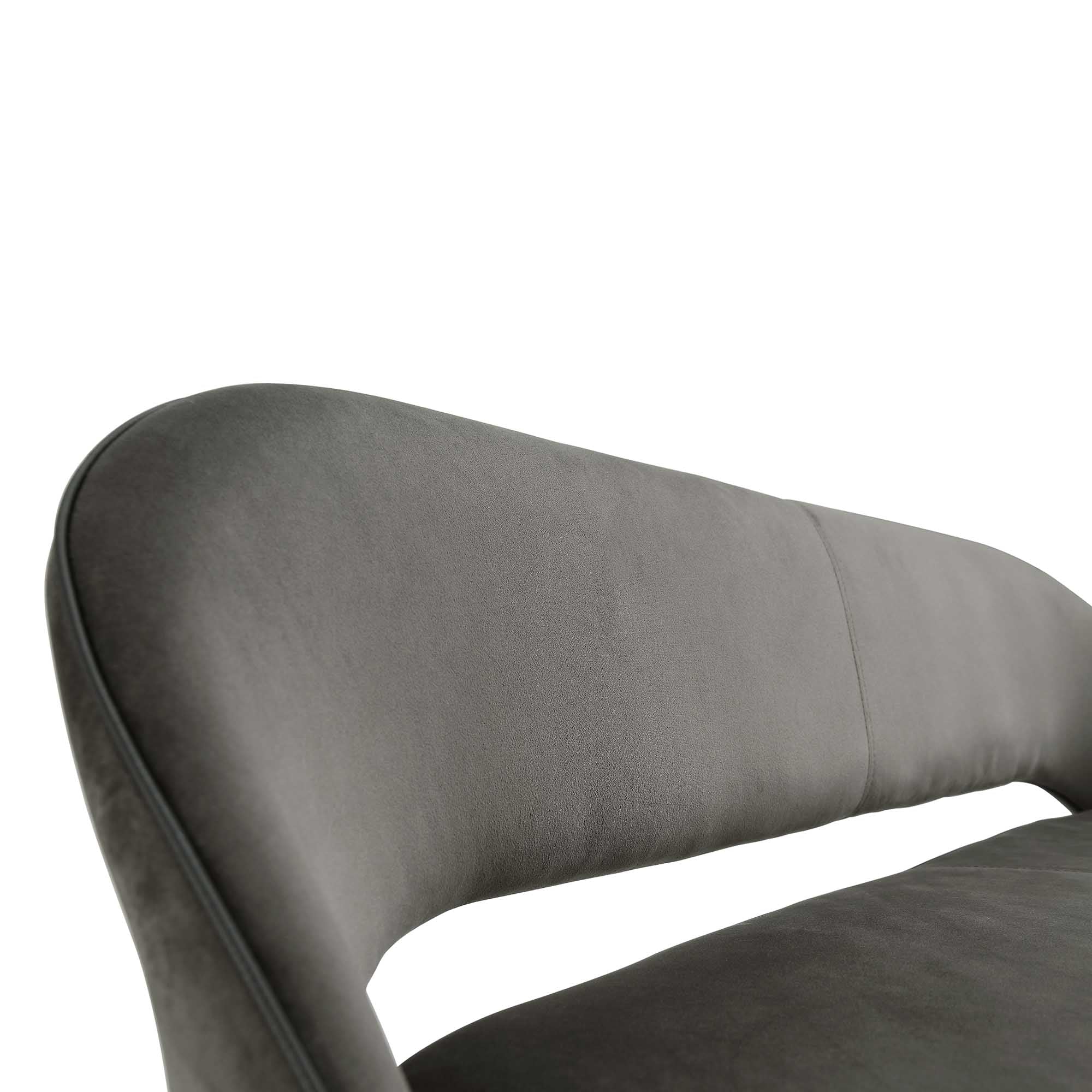Oakley Dark Grey Velvet Upholstered 3 Seater Dining Bench with Contrast Piping - Image 10