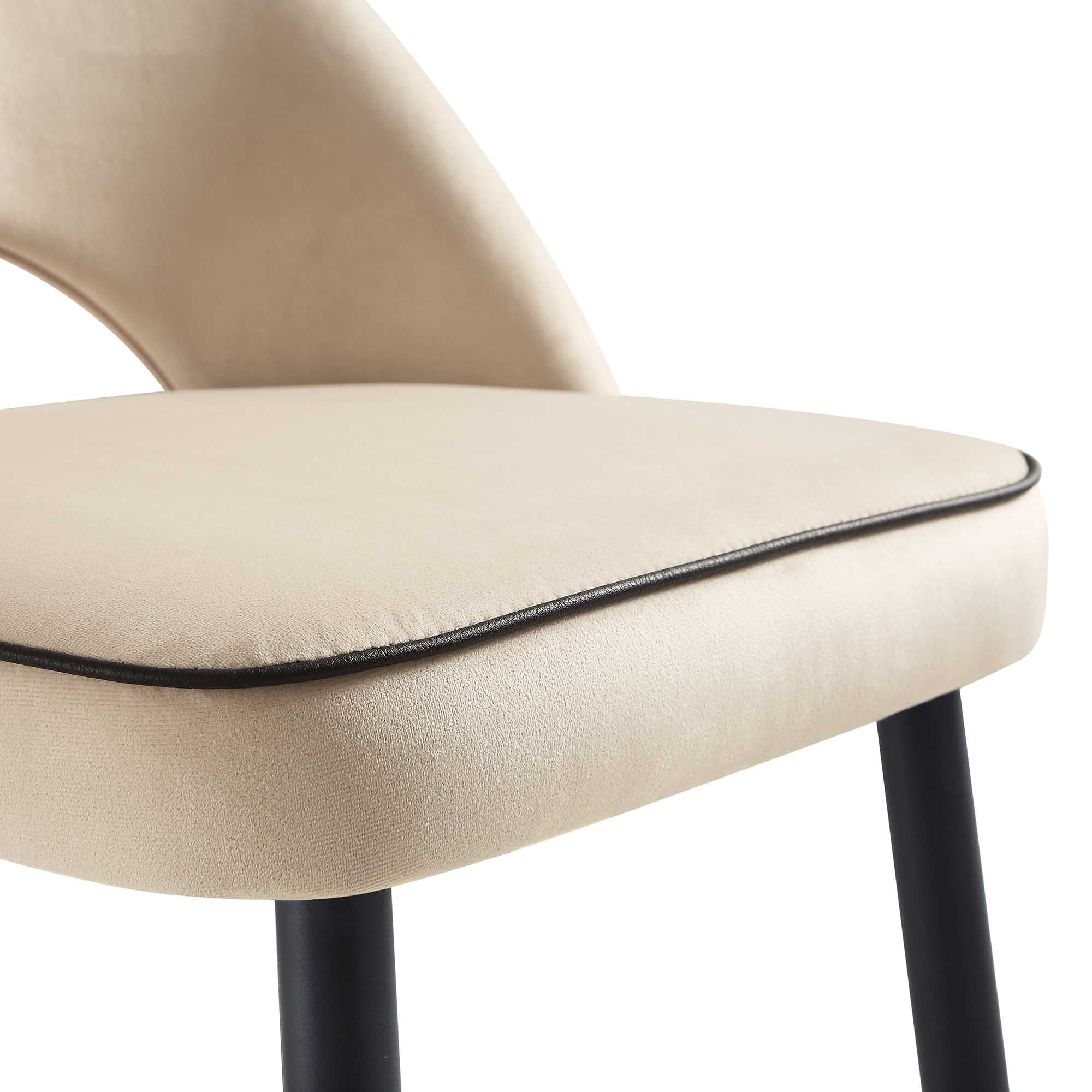 Oakley Set of 2 Champagne Velvet Upholstered Counter Stools with Contrast Piping - Image 10