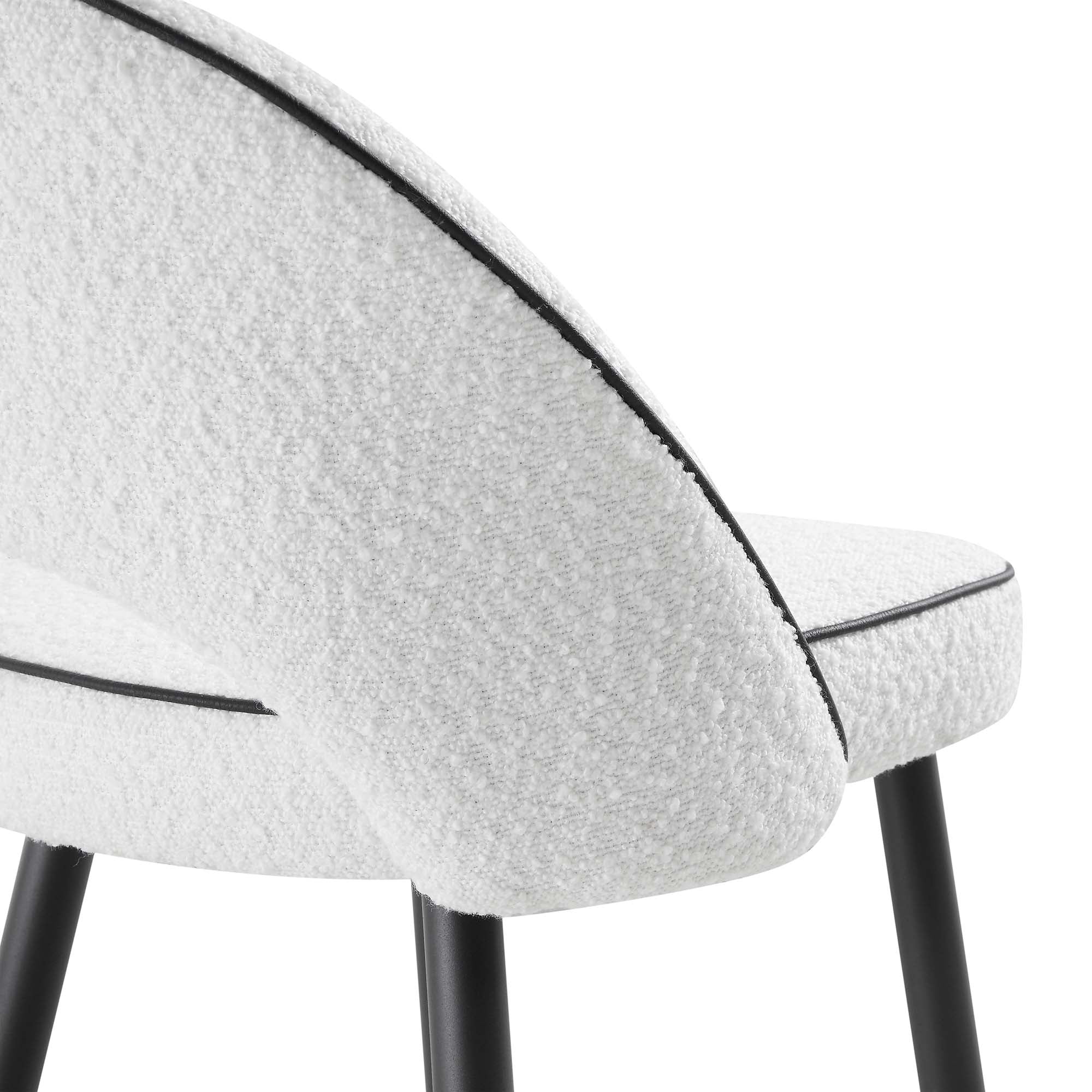 Oakley Set of 2 White Boucle Upholstered Counter Stools with Contrast Piping - Image 12